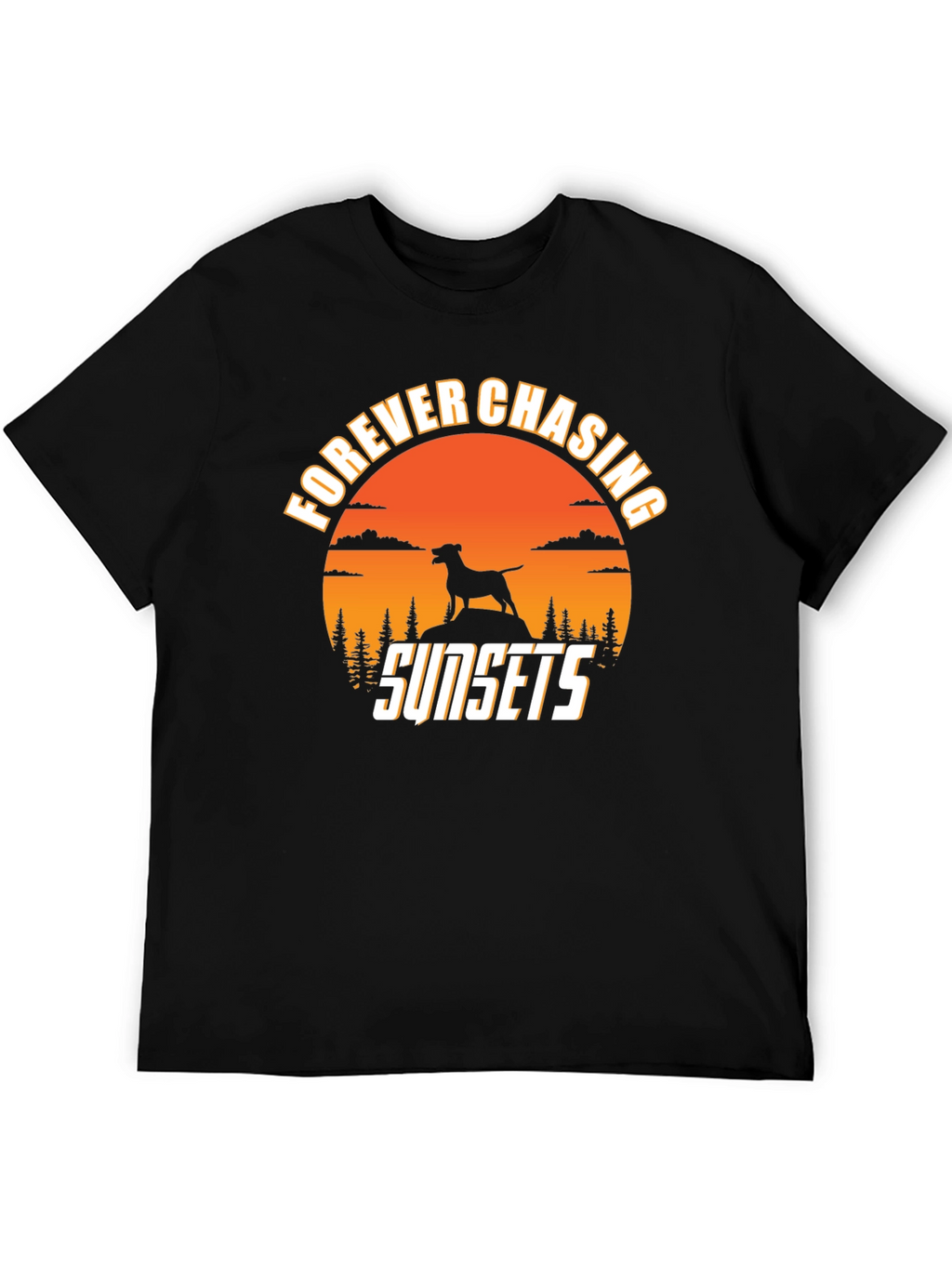 Forever Chasing Sunsets Dog Silhouette Tee