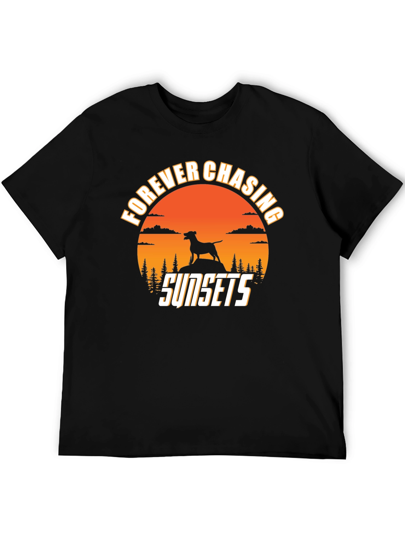 Forever Chasing Sunsets Dog Silhouette Tee