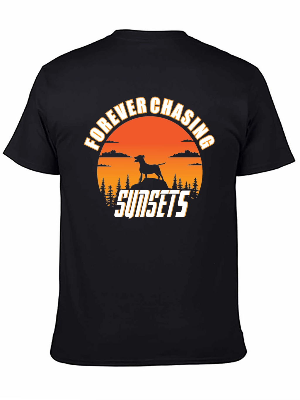 Forever Chasing Sunsets Dog Silhouette Tee