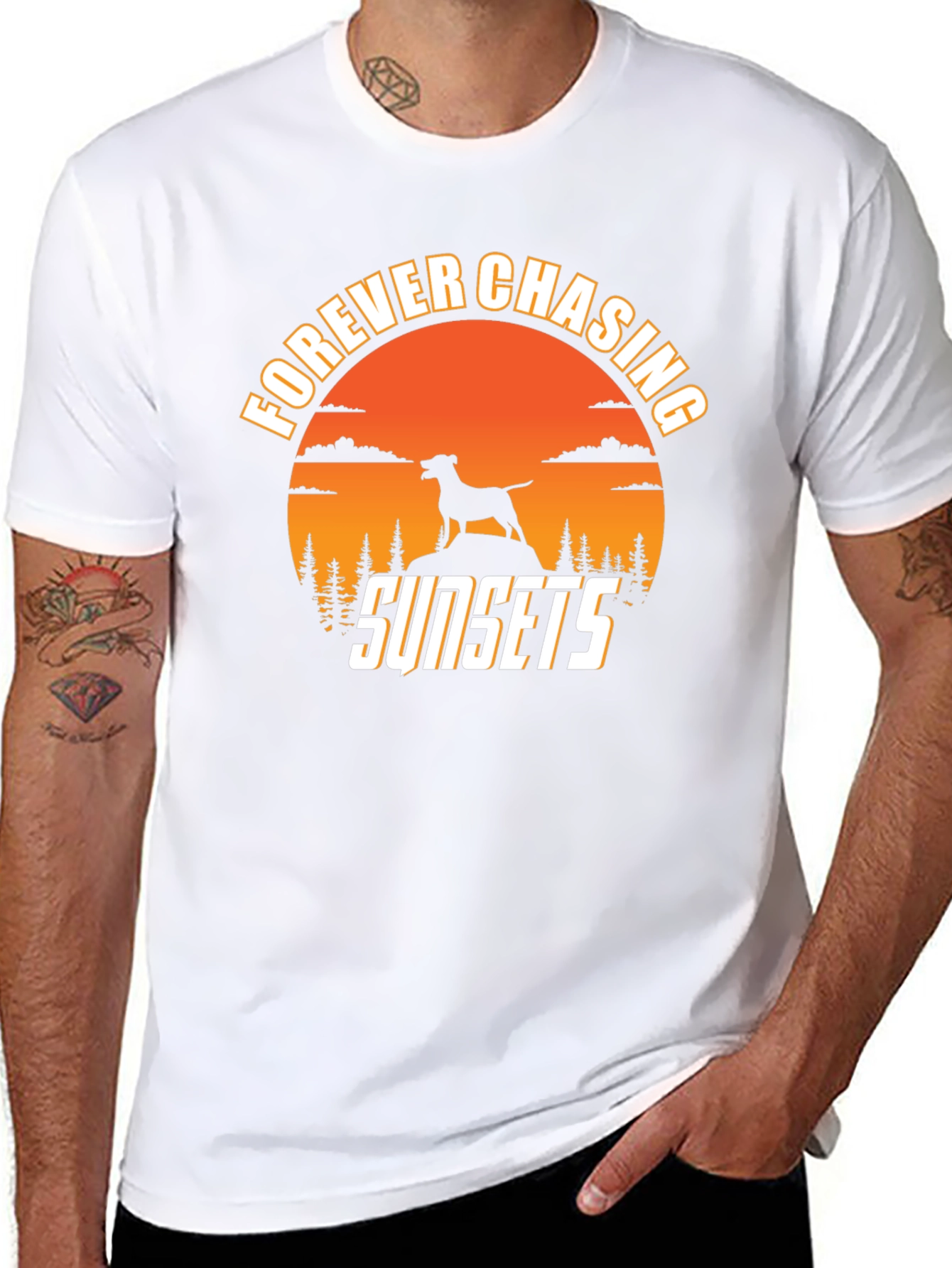 Forever Chasing Sunsets Dog Silhouette Tee