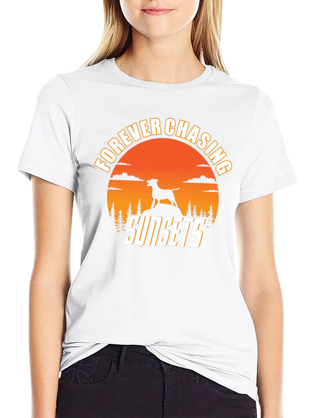 Forever Chasing Sunsets Dog Silhouette Tee
