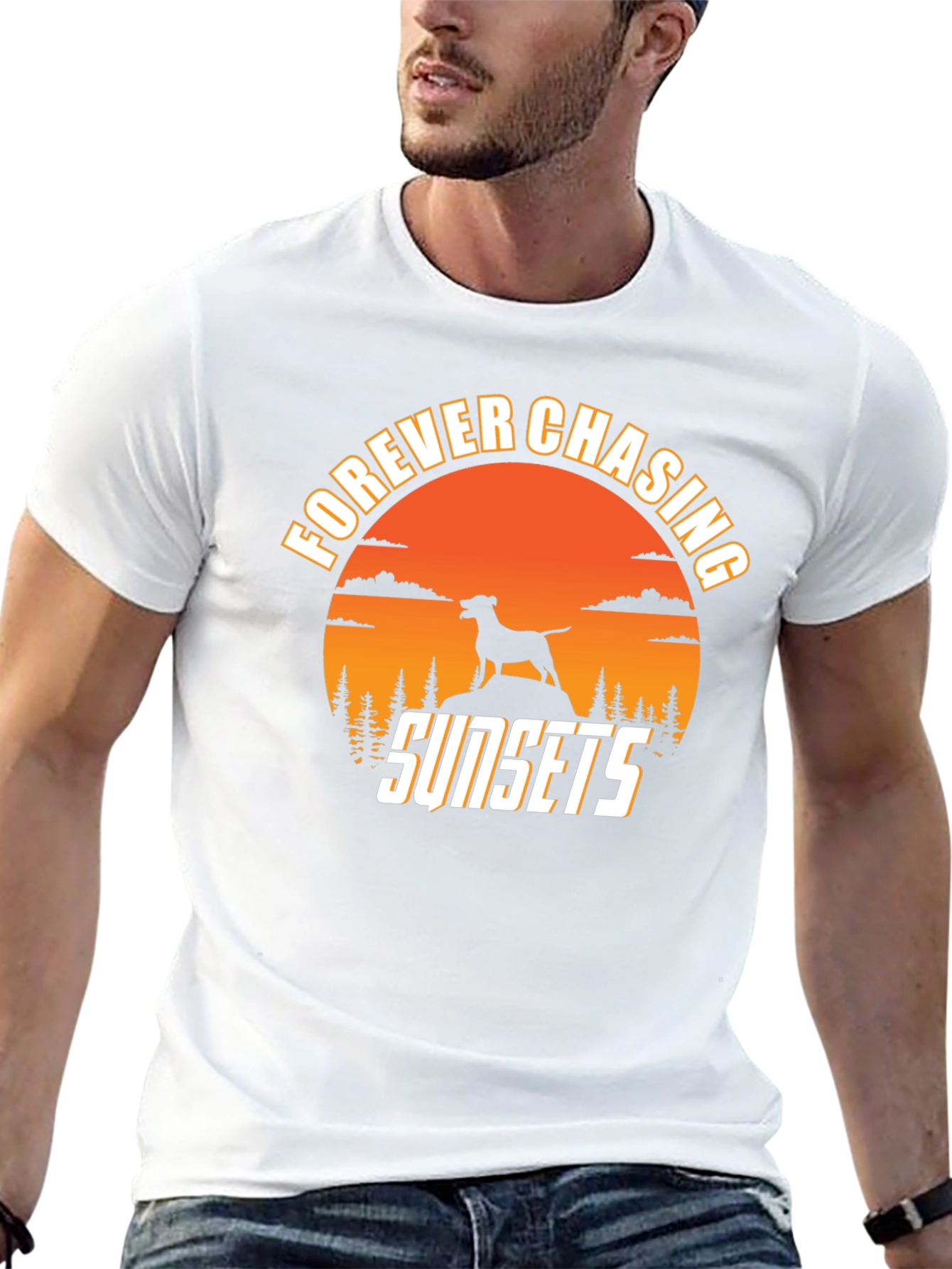 Forever Chasing Sunsets Dog Silhouette Tee