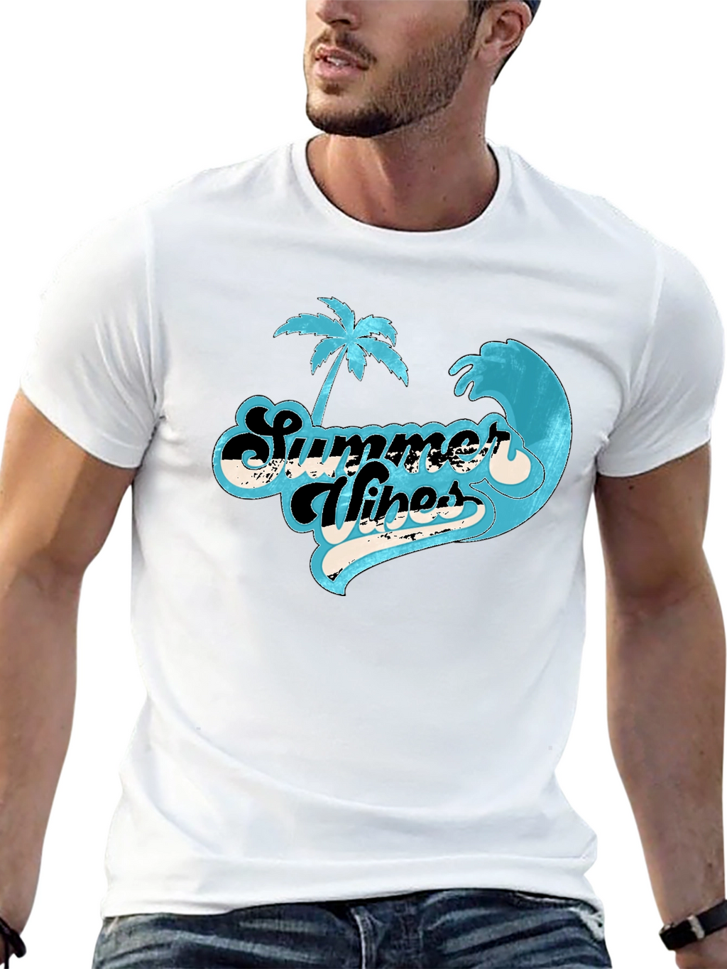 Summer Vibes Graphic Tee - Retro Palm Tree Shirt