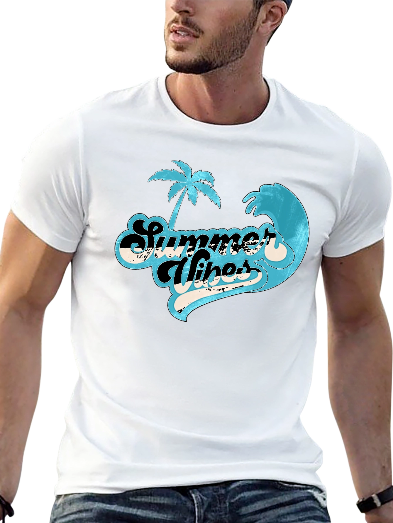 Summer Vibes Graphic Tee - Retro Palm Tree Shirt