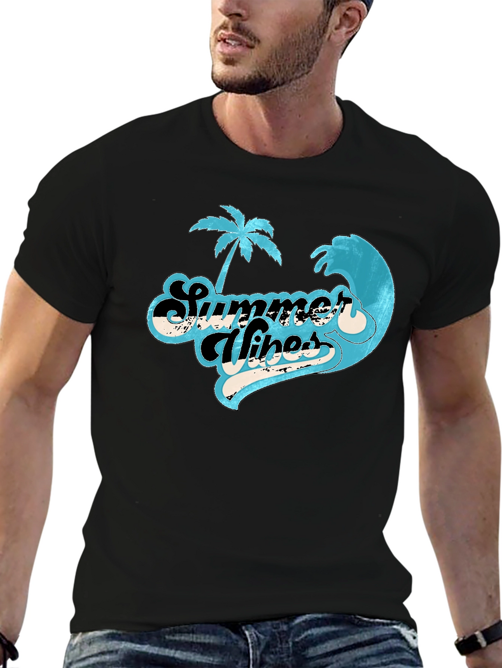 Summer Vibes Graphic Tee - Retro Palm Tree Shirt