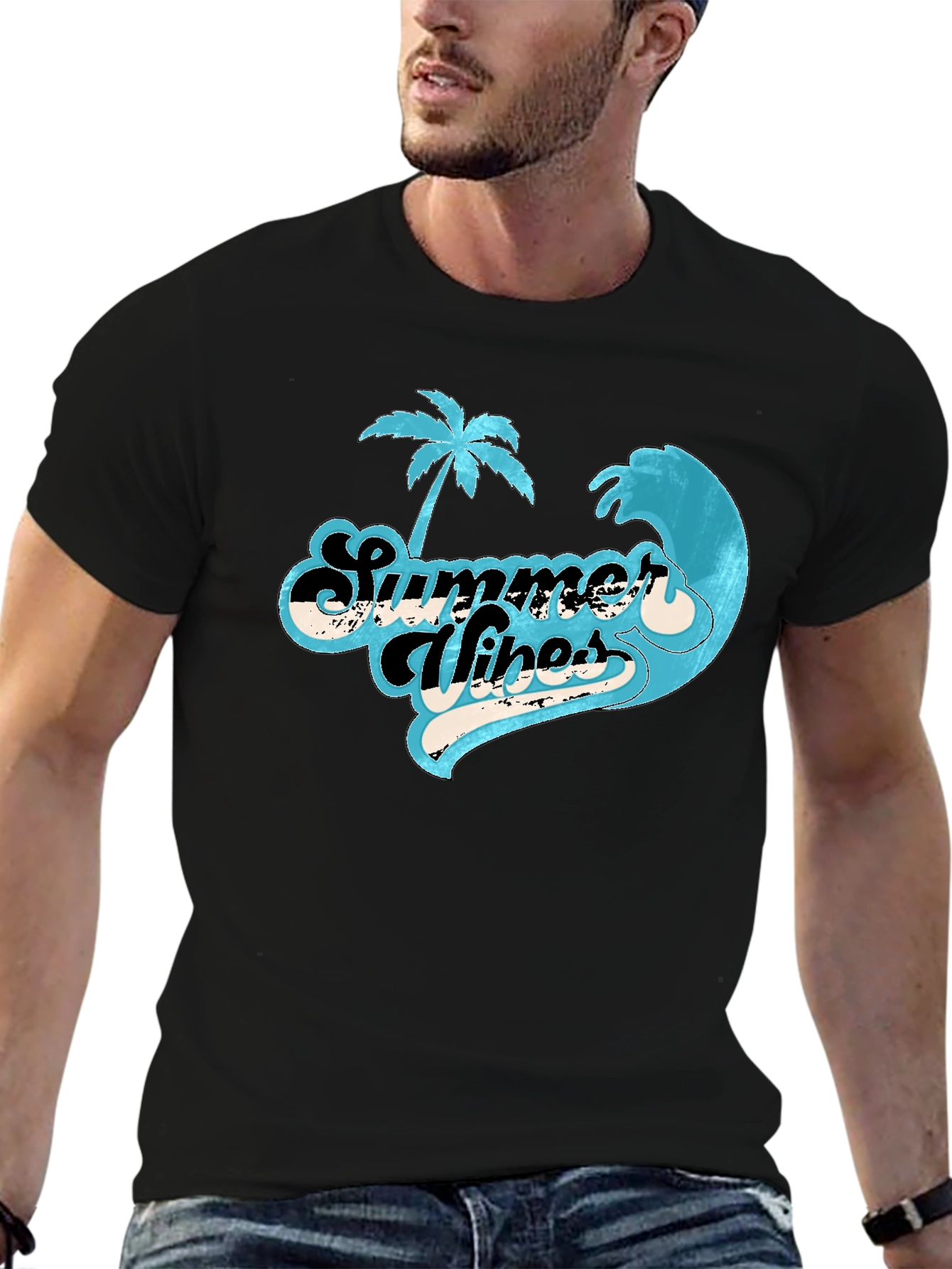 Summer Vibes Graphic Tee - Retro Palm Tree Shirt