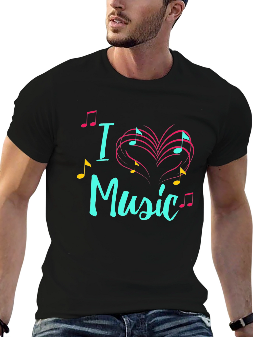 I Love Music T-Shirt Musical Heart Design