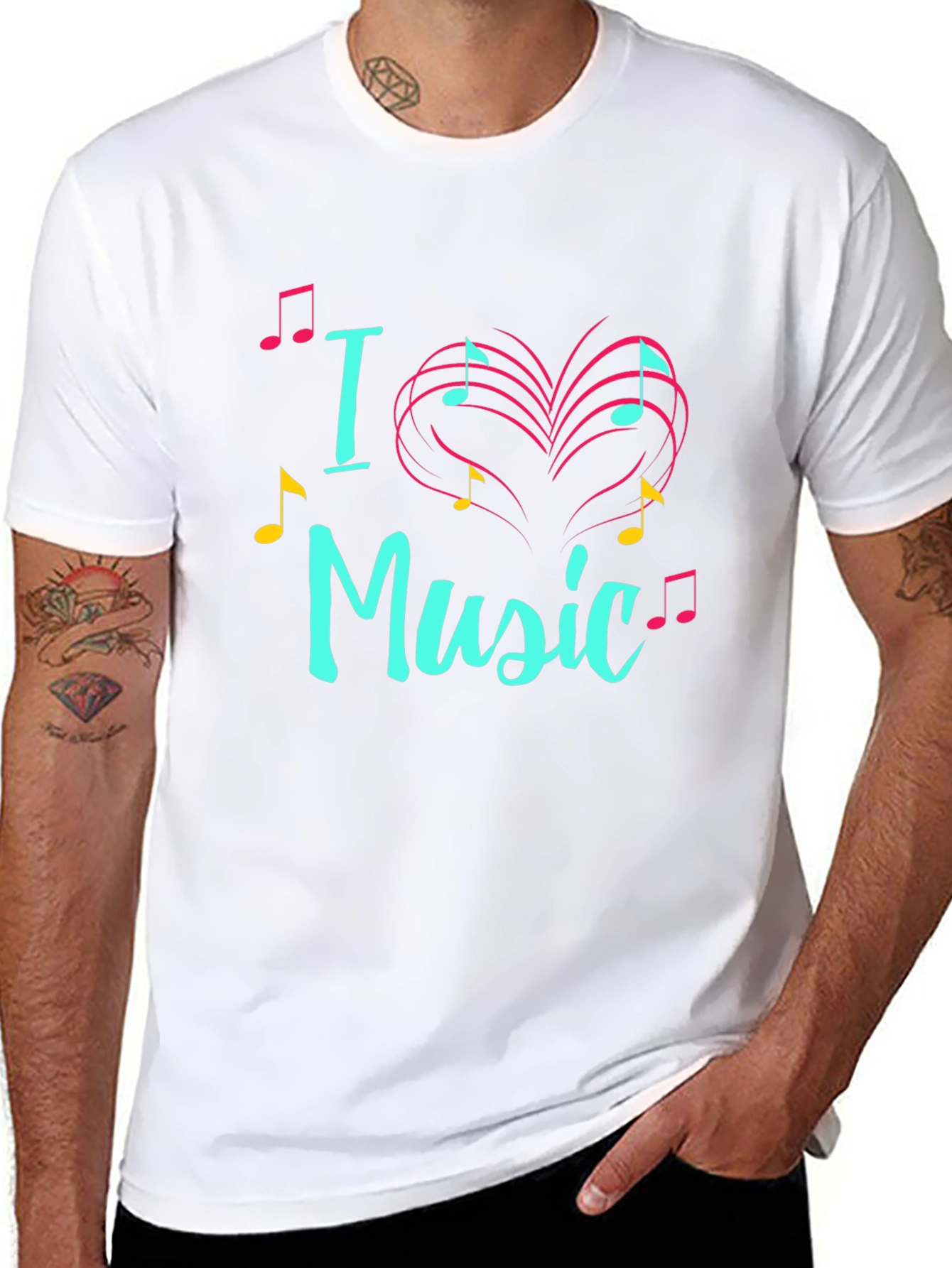 I Love Music T-Shirt Musical Heart Design