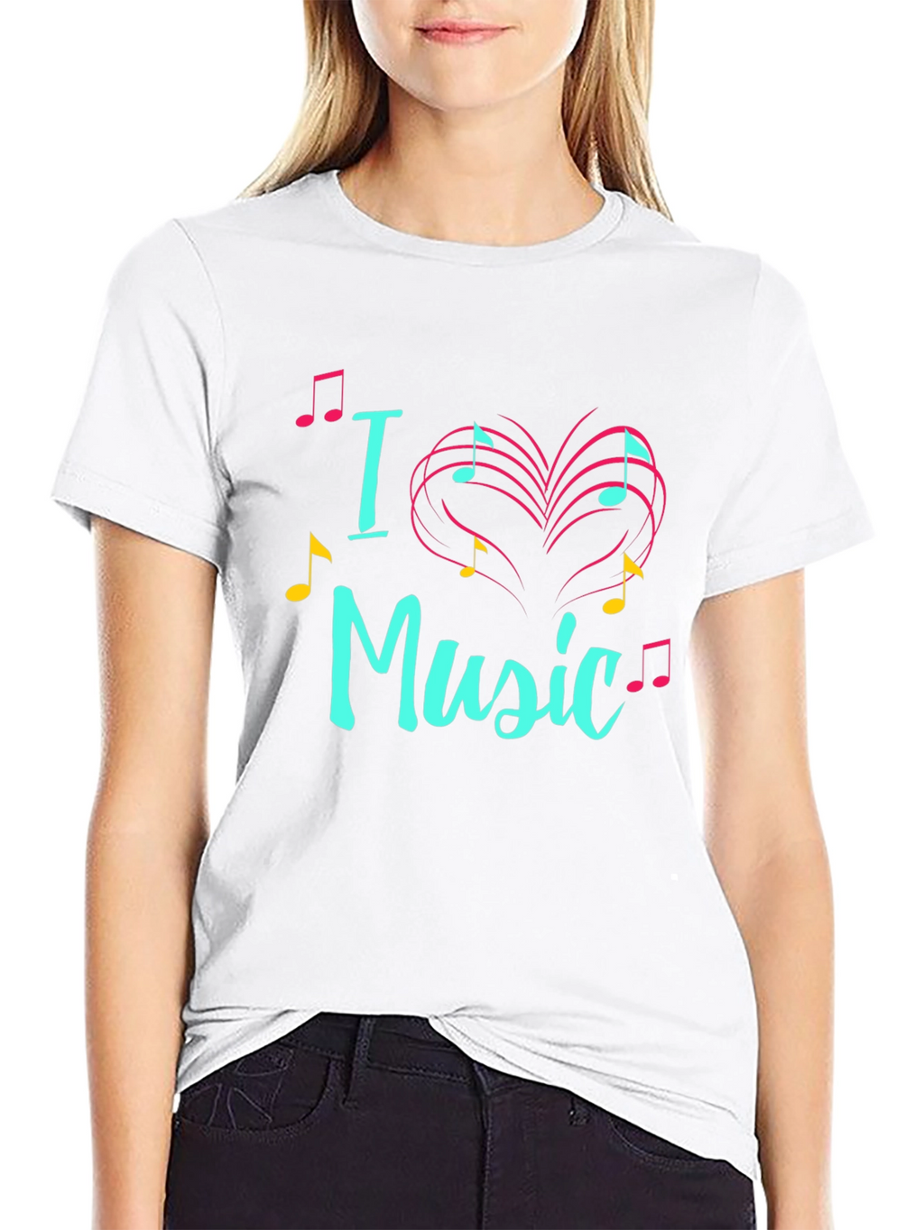 I Love Music T-Shirt Musical Heart Design