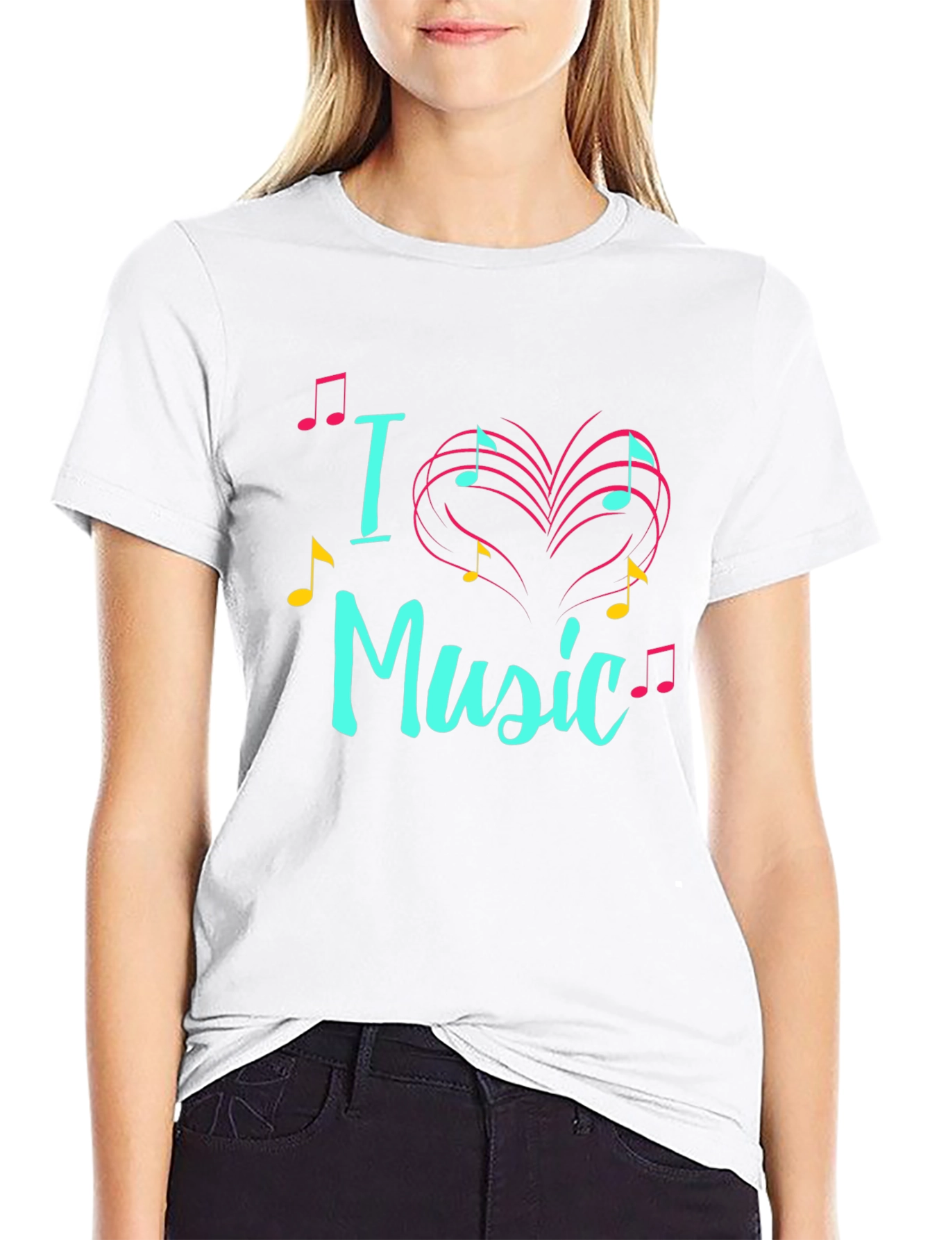 I Love Music T-Shirt Musical Heart Design