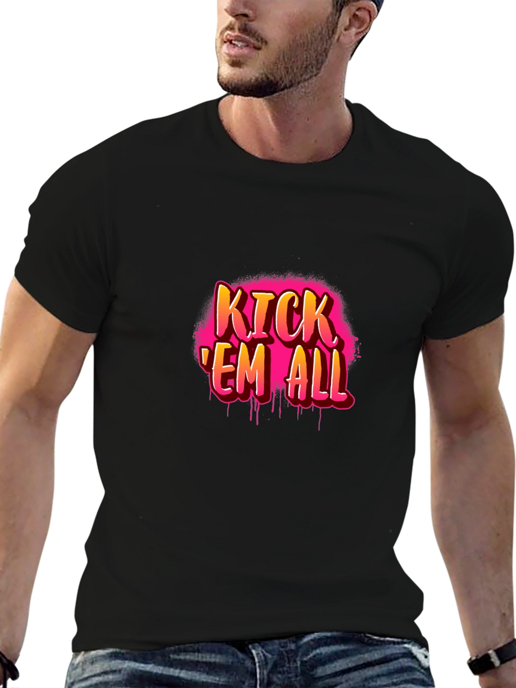 Kick Em All Graphic Tee - Edgy Streetwear