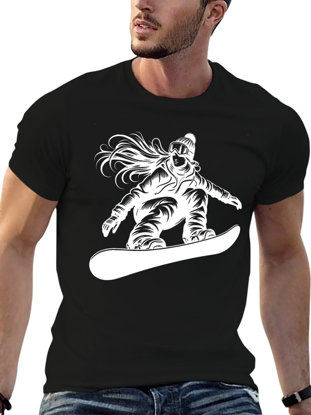 Snowboarder T-Shirt - Black Graphic Tee