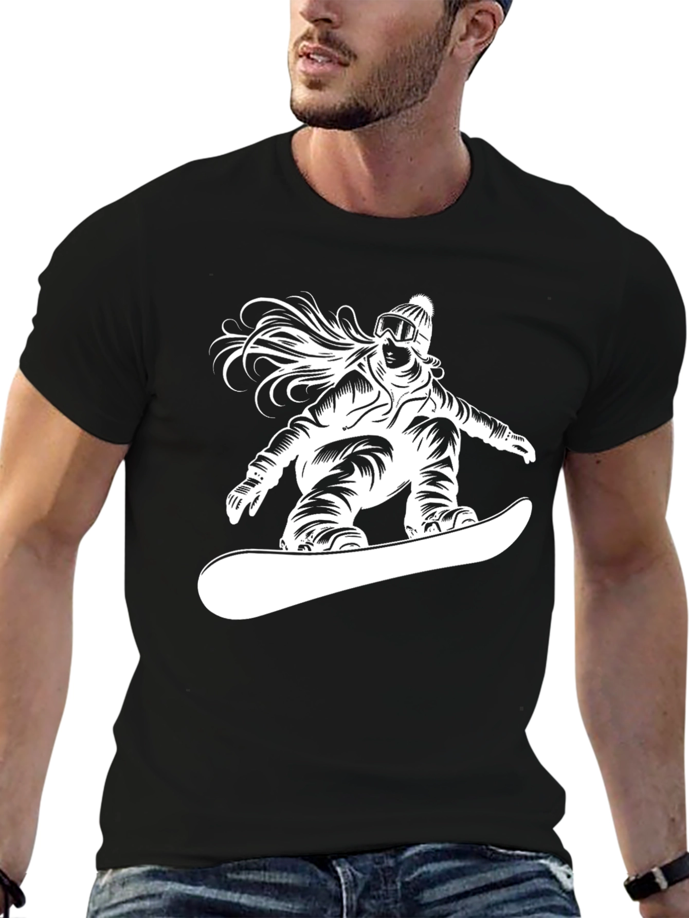Snowboarder T-Shirt - Black Graphic Tee