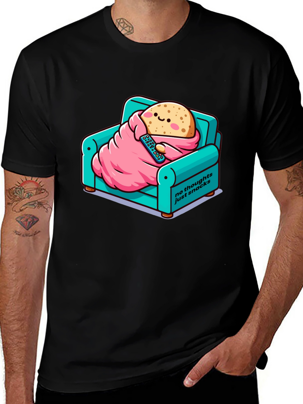 Snack Time T-Shirt: Cartoon Potato on Couch