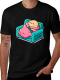 Snack Time T-Shirt: Cartoon Potato on Couch