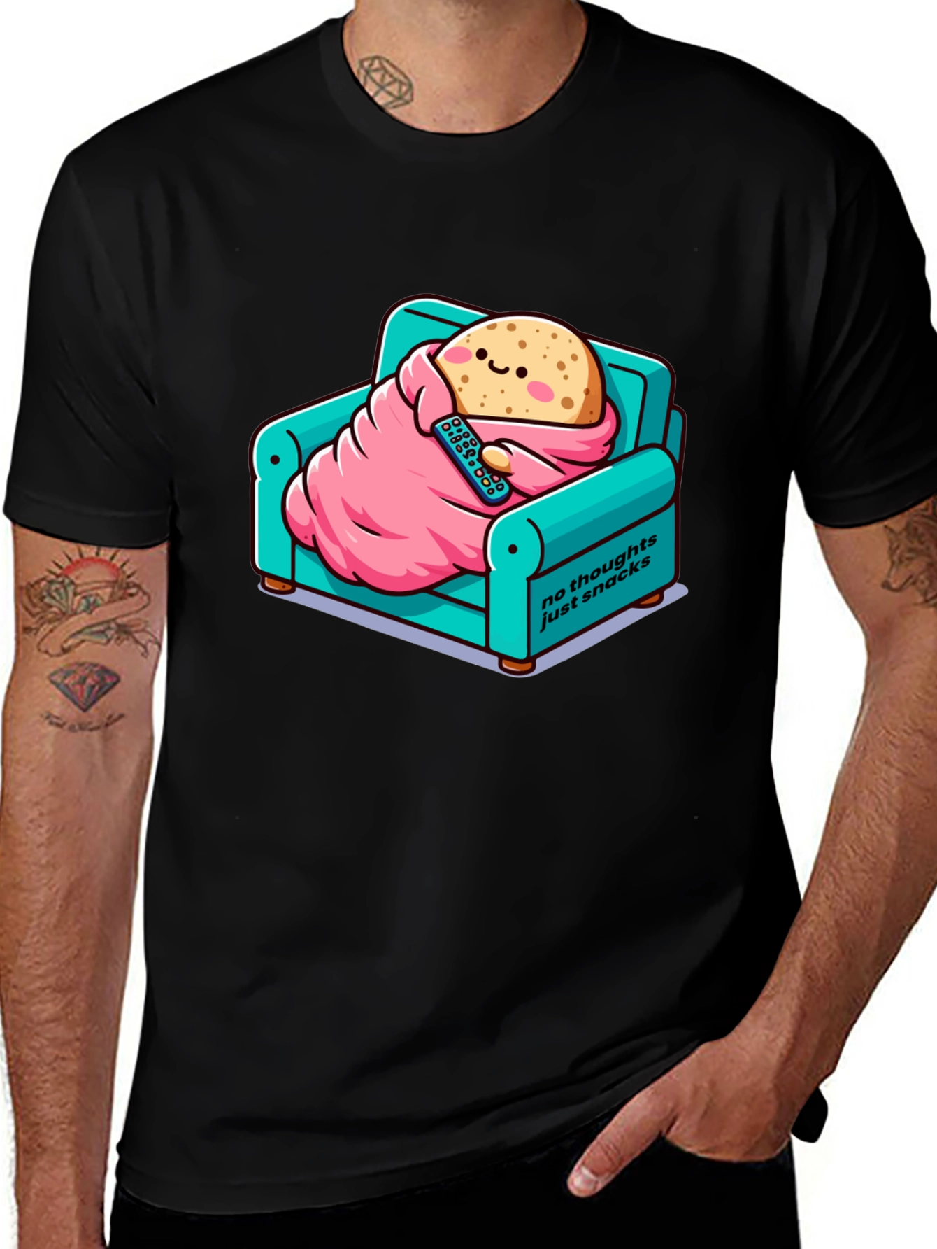 Snack Time T-Shirt: Cartoon Potato on Couch