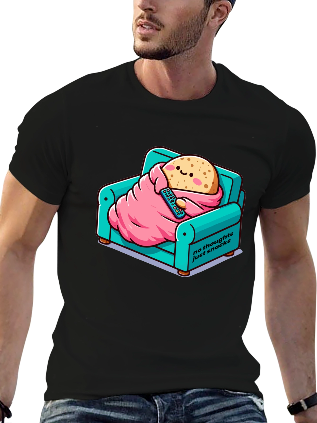 Snack Time T-Shirt: Cartoon Potato on Couch