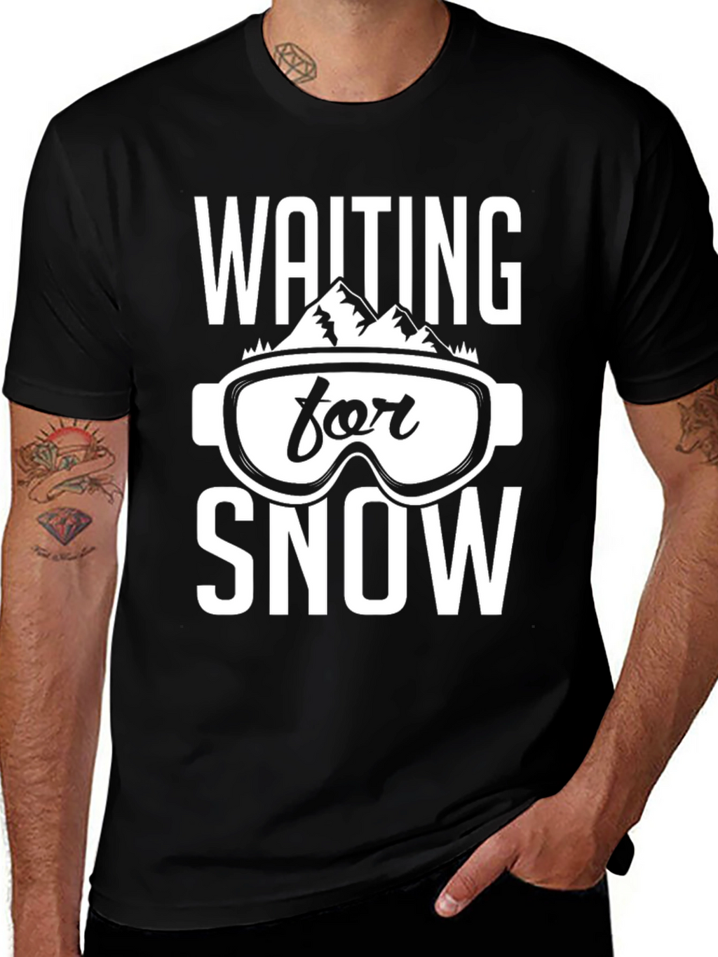 Waiting for Snow Black Graphic T-Shirt