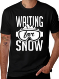 Waiting for Snow Black Graphic T-Shirt