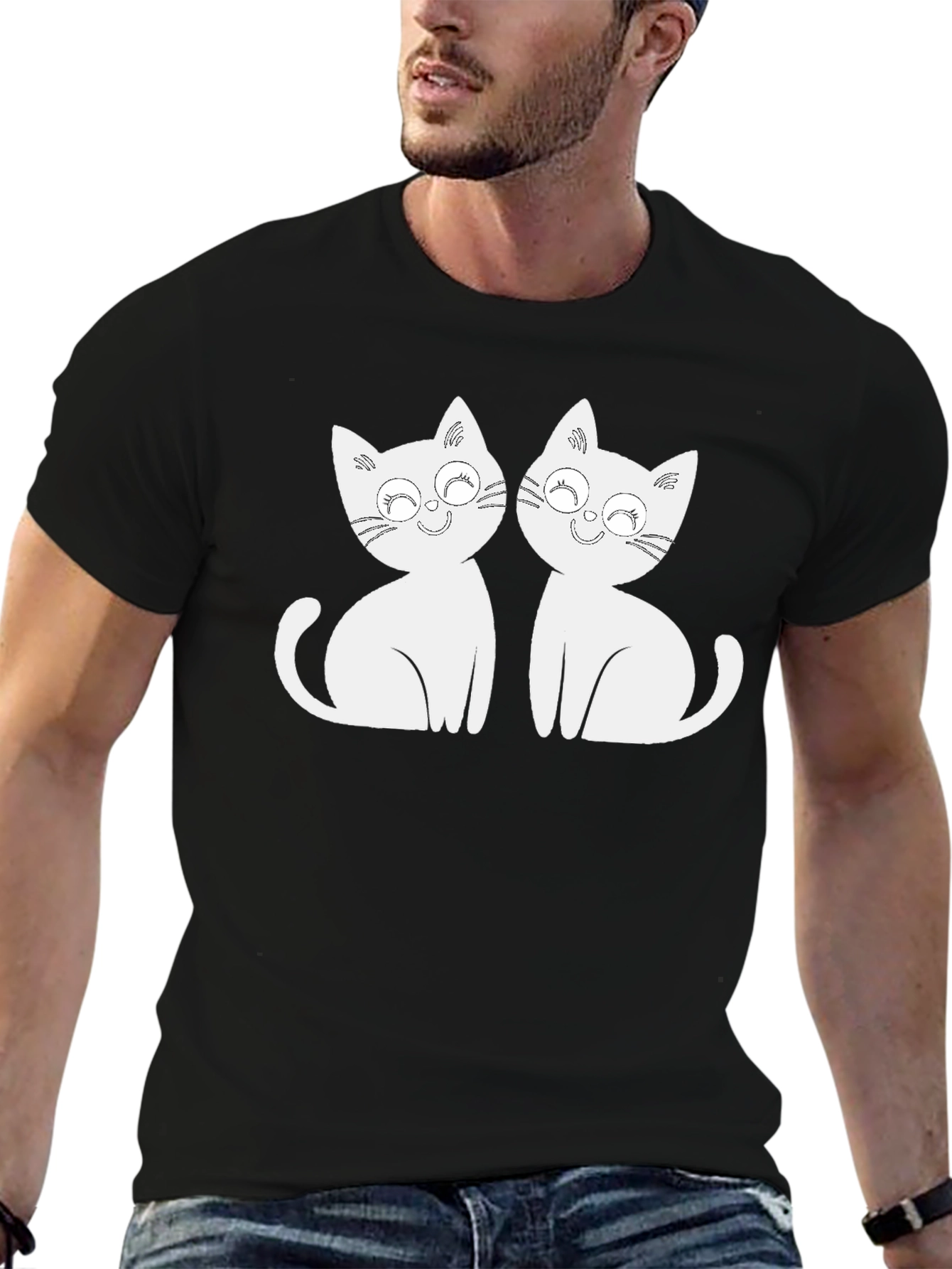 Cute Cats Graphic Tee - Black T-Shirt
