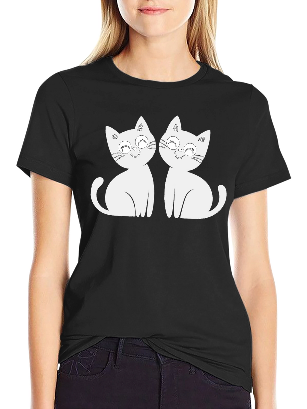 Cute Cats Graphic Tee - Black T-Shirt