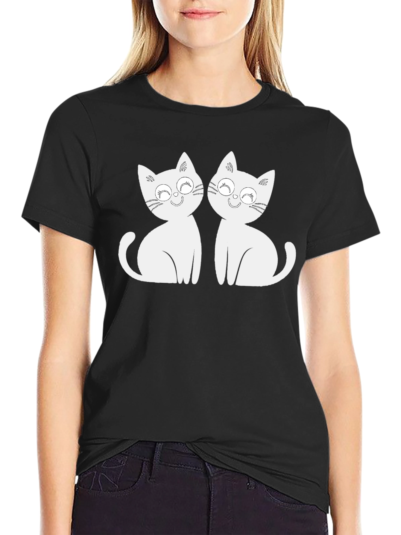 Cute Cats Graphic Tee - Black T-Shirt