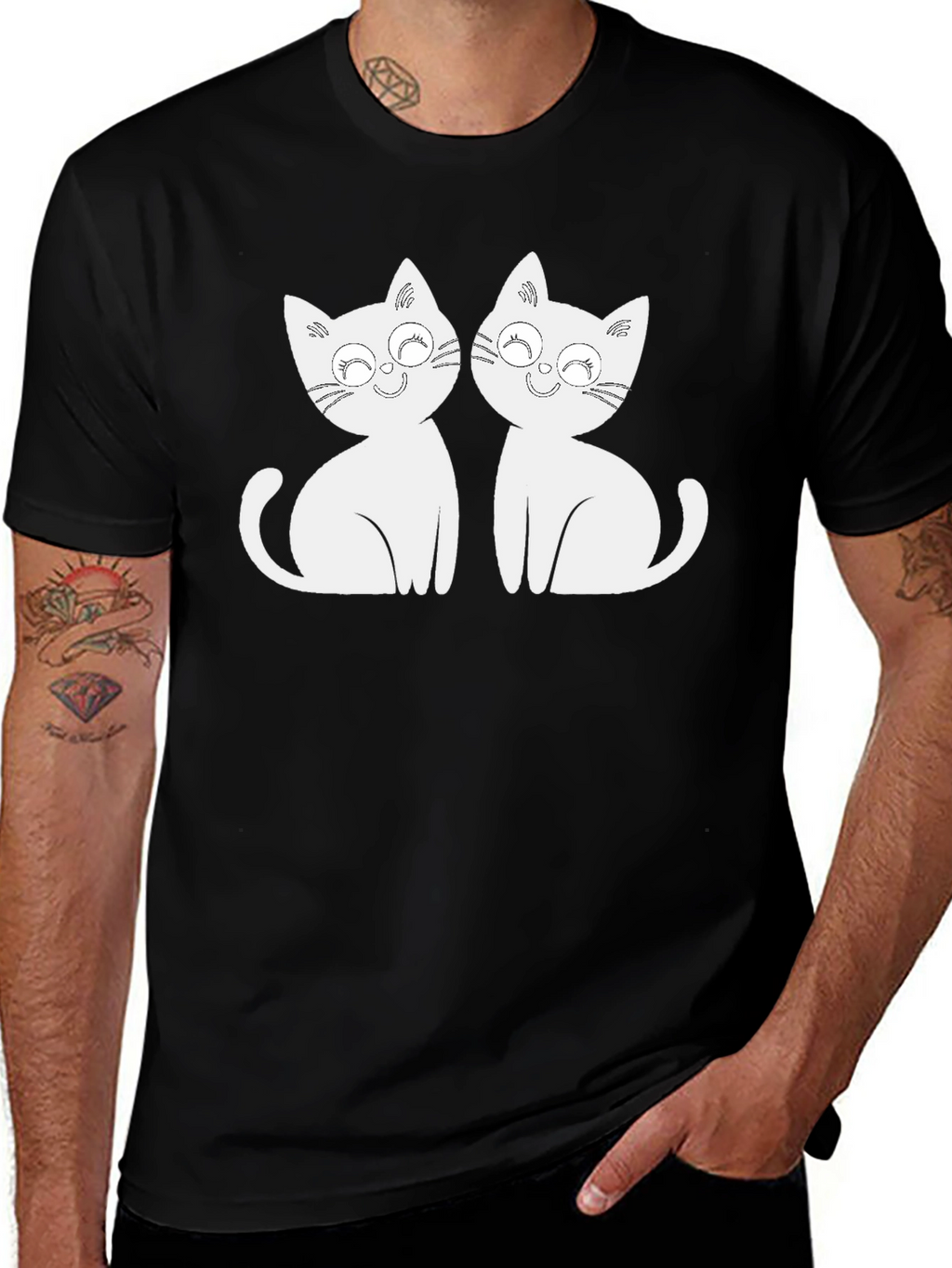 Cute Cats Graphic Tee - Black T-Shirt