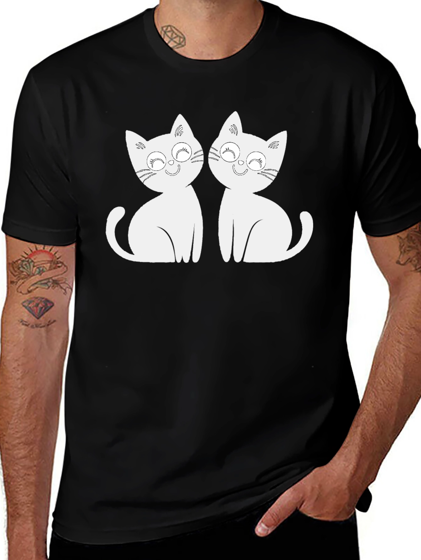 Cute Cats Graphic Tee - Black T-Shirt