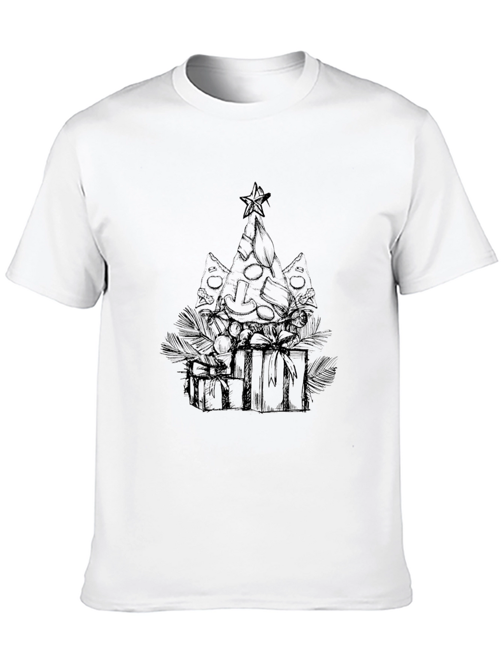 Pizza Christmas Tree Graphic Tee - Black