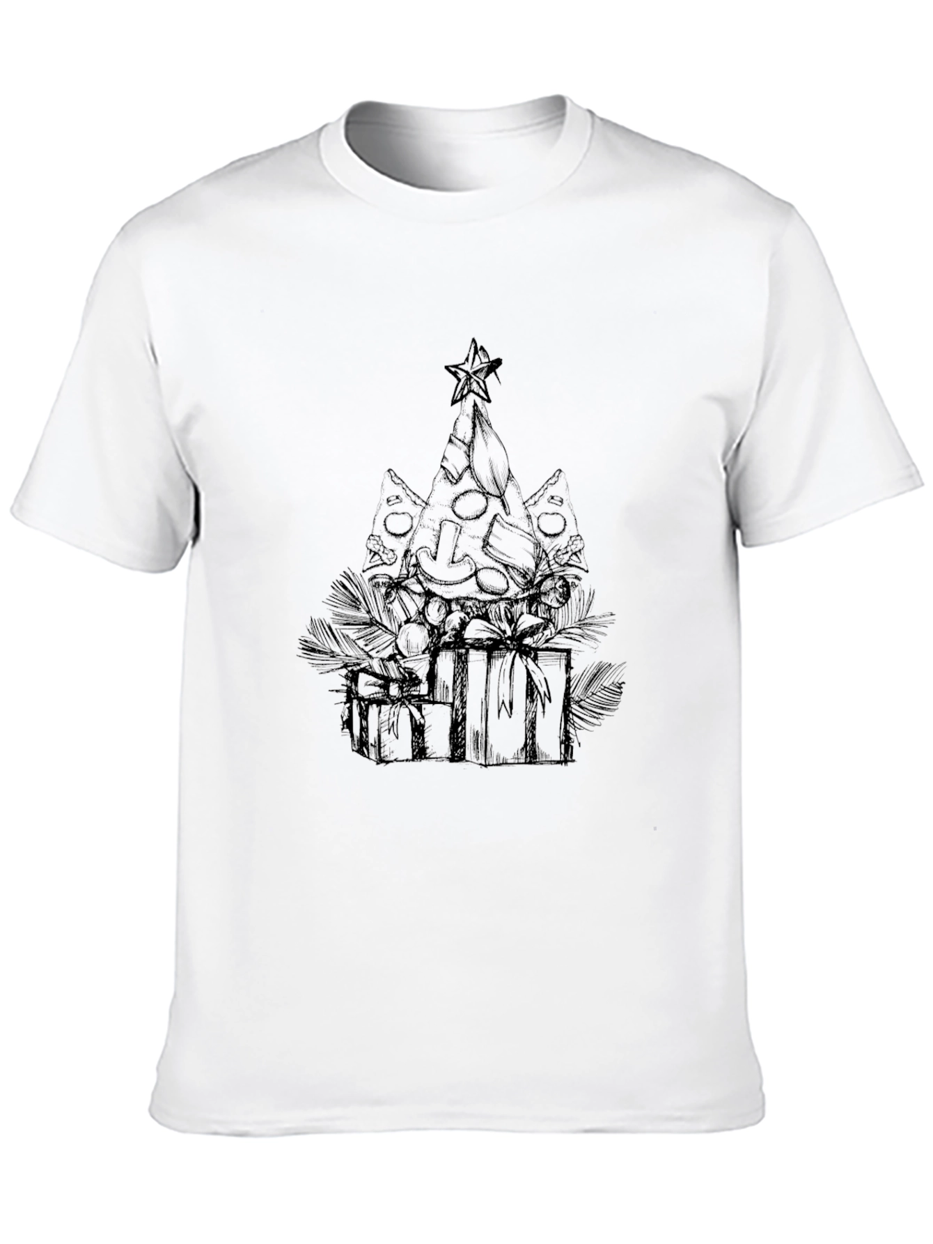 Pizza Christmas Tree Graphic Tee - Black