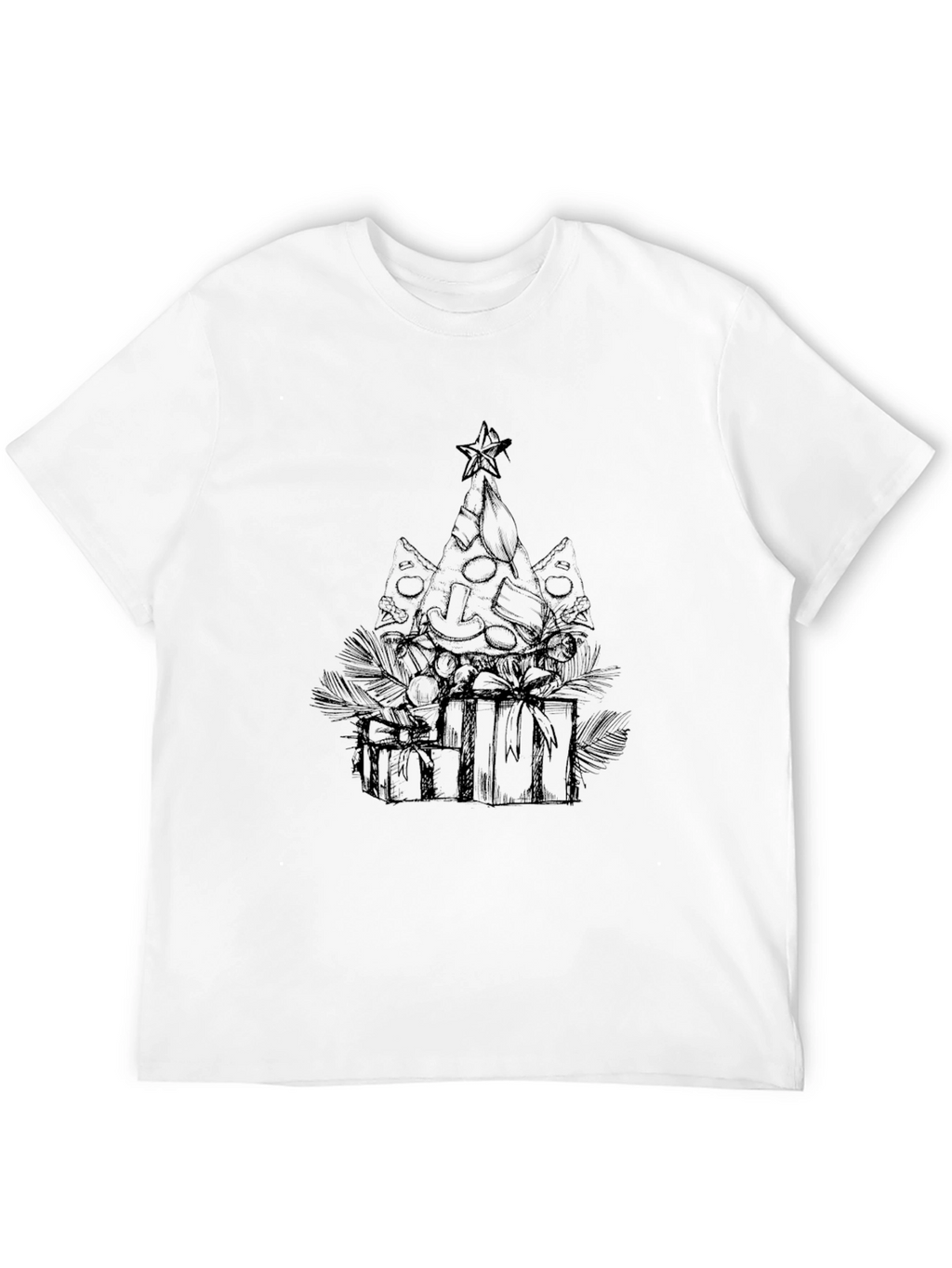 Pizza Christmas Tree Graphic Tee - Black