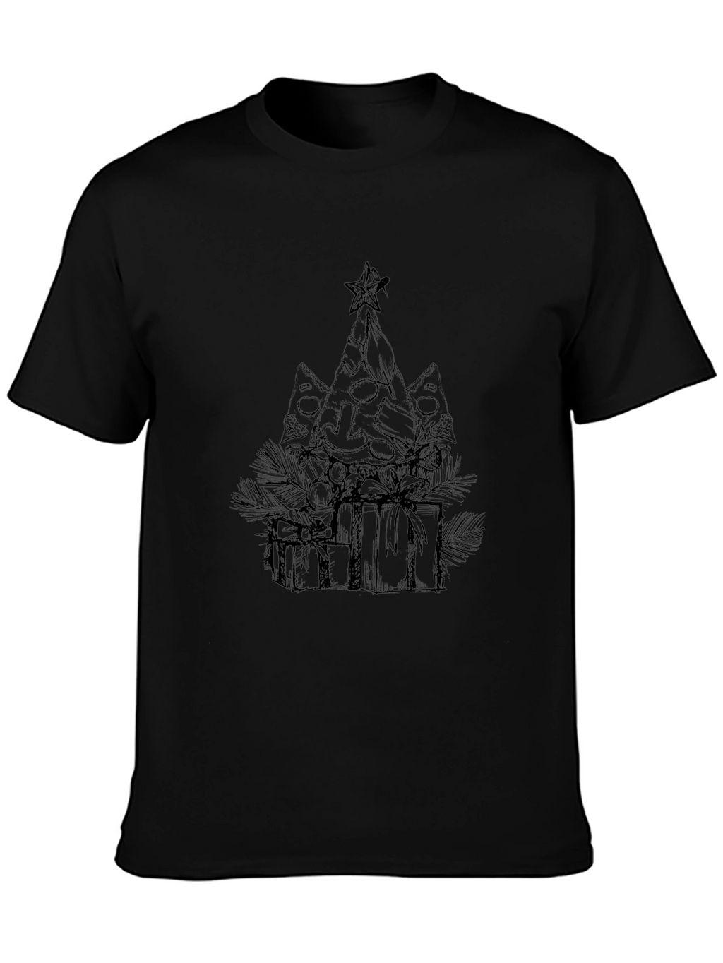Pizza Christmas Tree Graphic Tee - Black