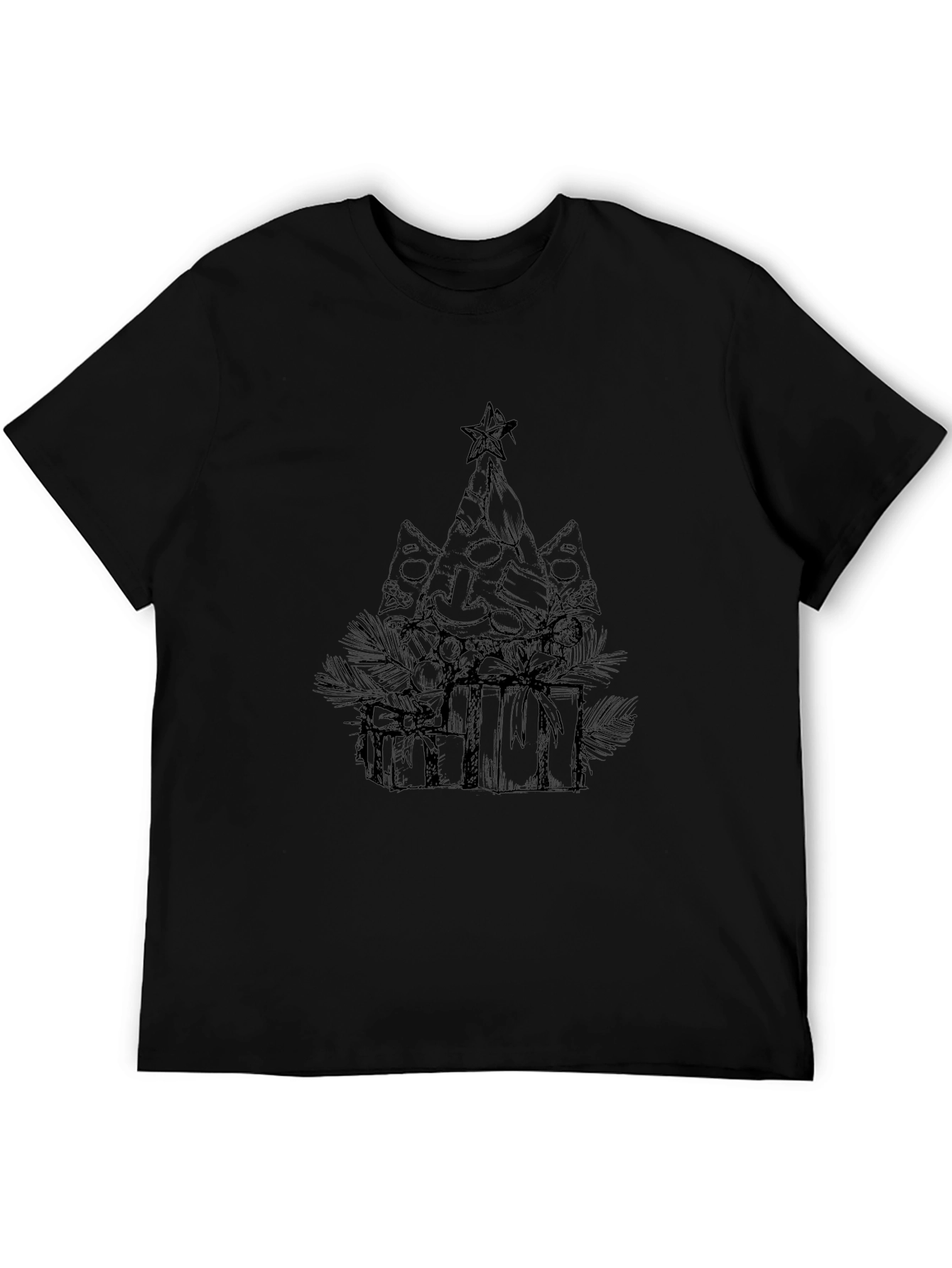 Pizza Christmas Tree Graphic Tee - Black