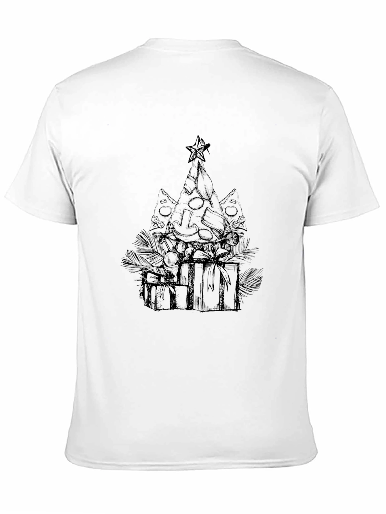 Pizza Christmas Tree Graphic Tee - Black