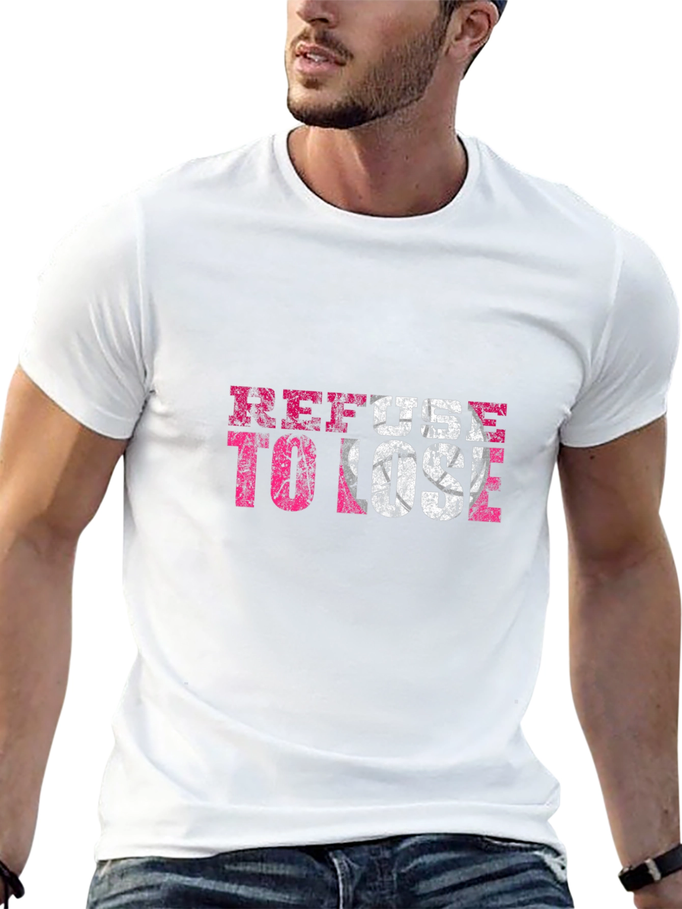Refuse to Lose Graphic Print Crew Neck T-Shirt