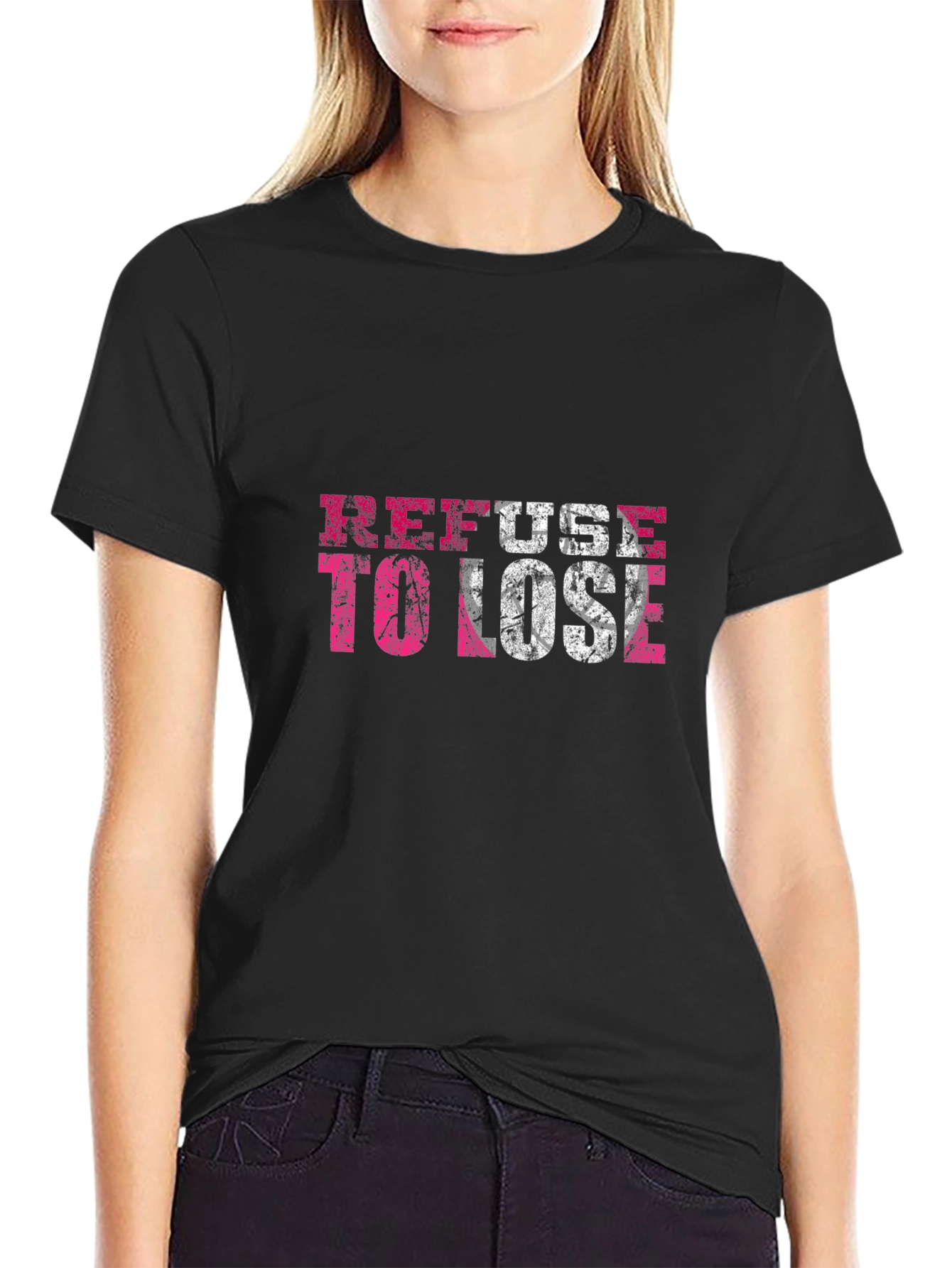 Refuse to Lose Graphic Print Crew Neck T-Shirt