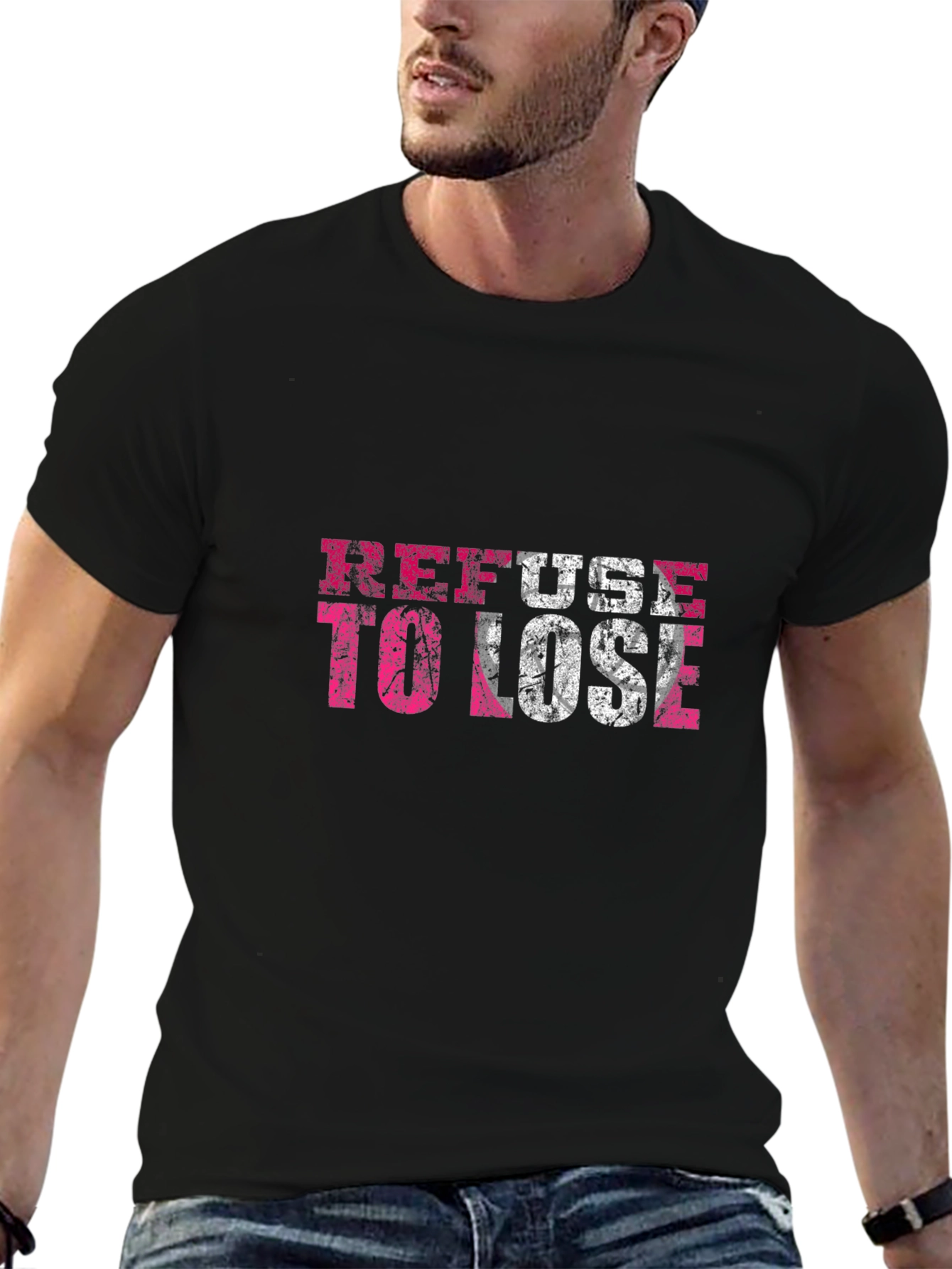Refuse to Lose Graphic Print Crew Neck T-Shirt