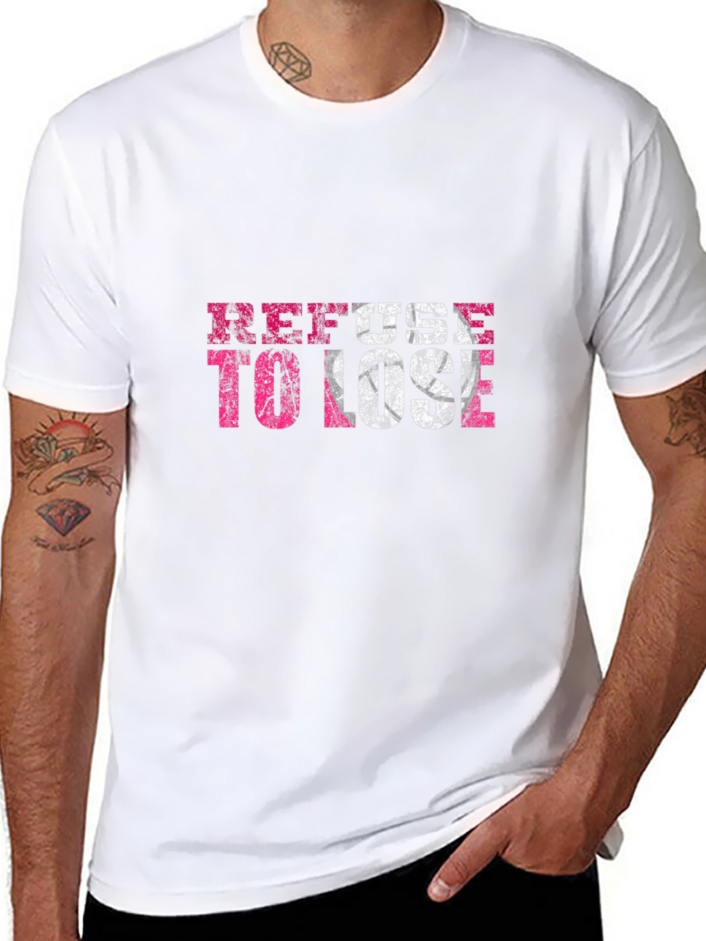 Refuse to Lose Graphic Print Crew Neck T-Shirt