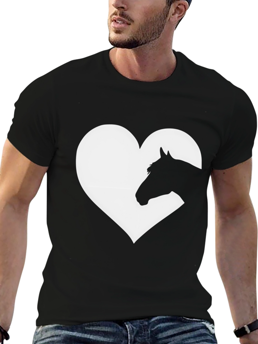 Heart Horse Graphic Tee - Black Unisex T-Shirt
