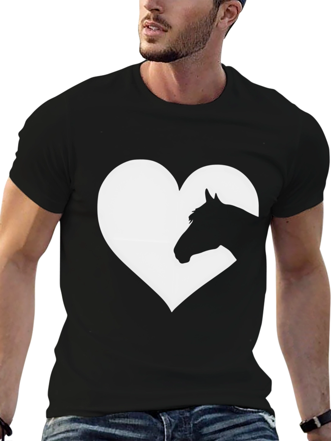 Heart Horse Graphic Tee - Black Unisex T-Shirt