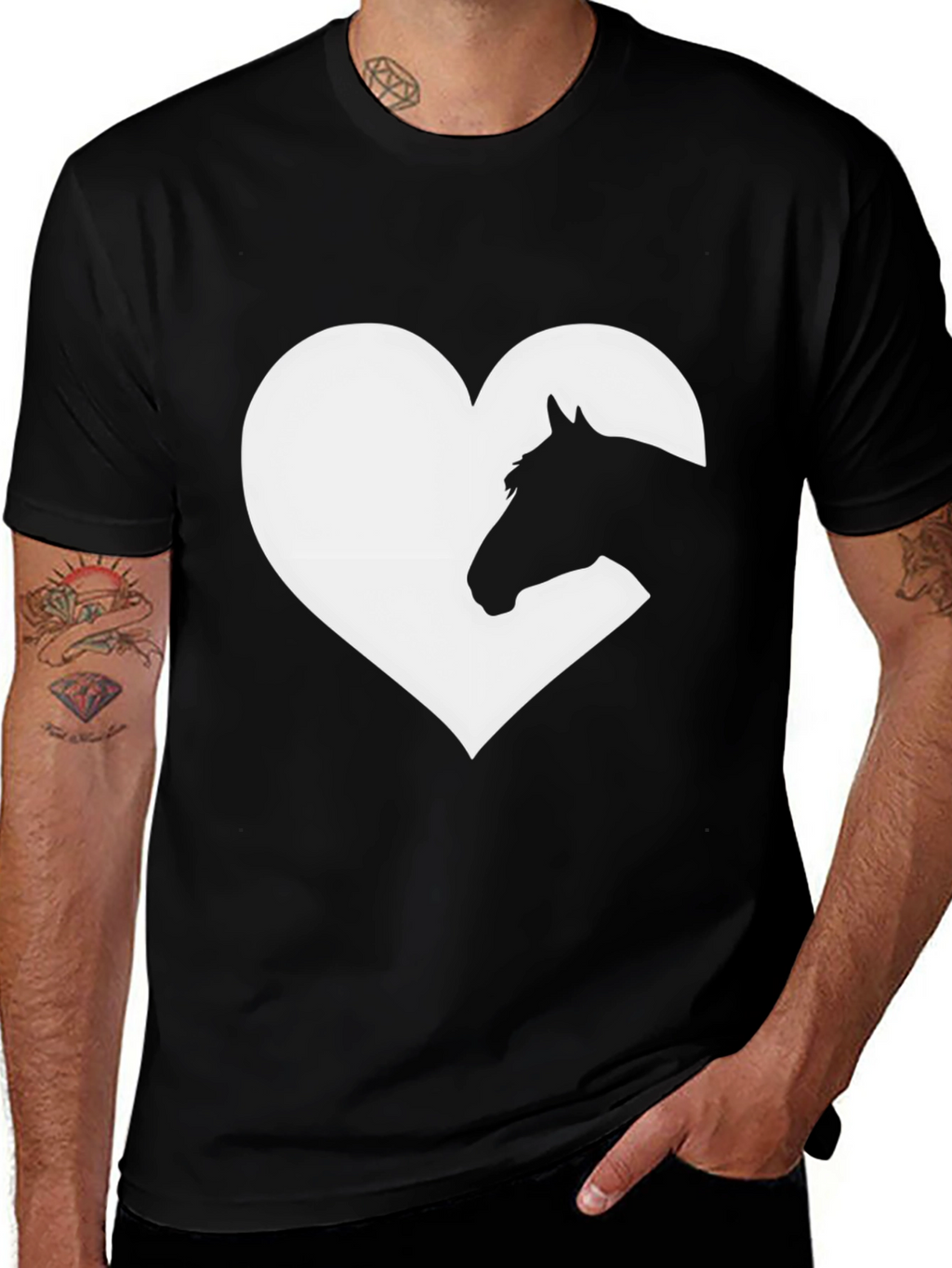 Heart Horse Graphic Tee - Black Unisex T-Shirt