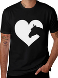 Heart Horse Graphic Tee - Black Unisex T-Shirt