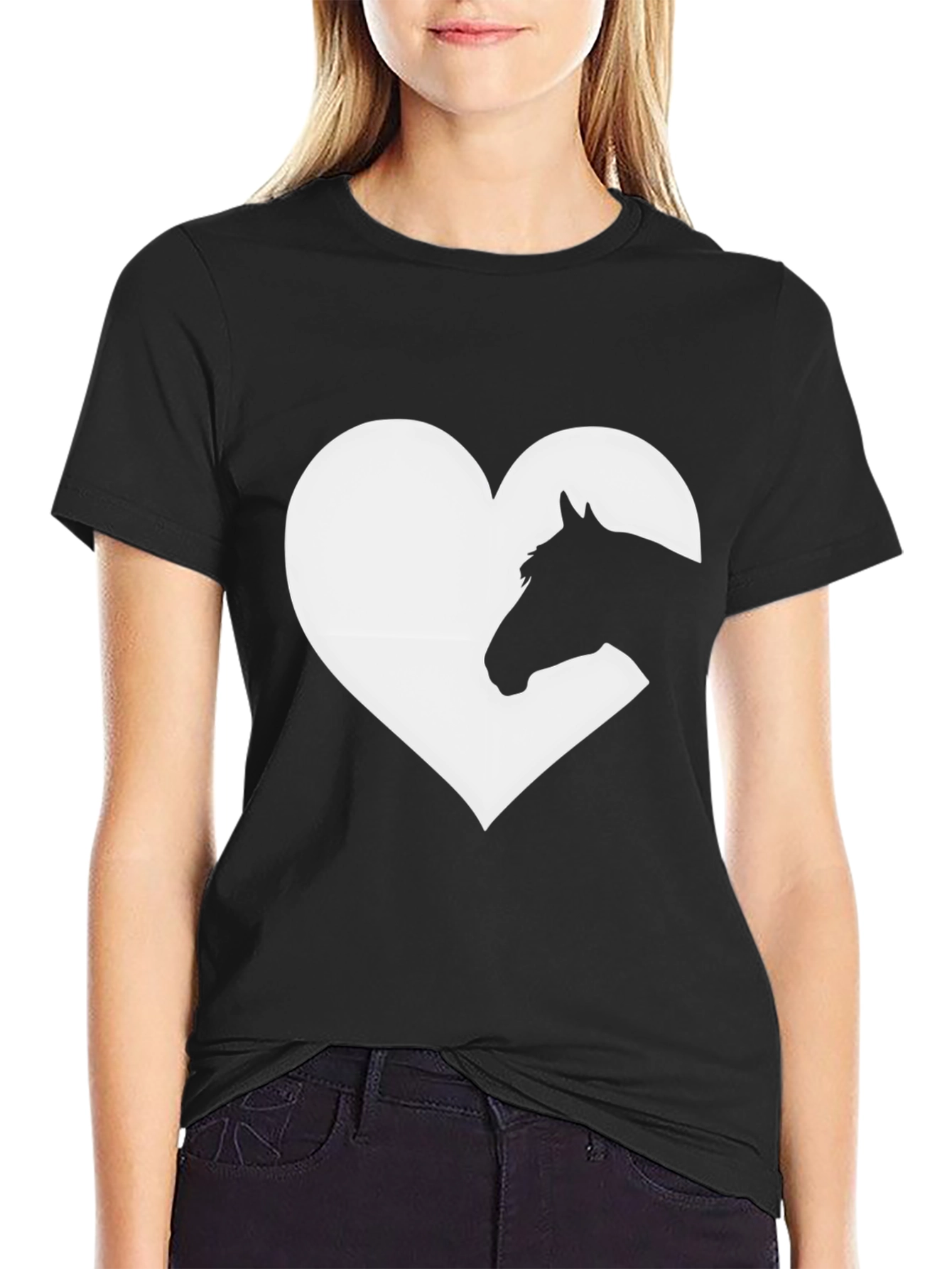 Heart Horse Graphic Tee - Black Unisex T-Shirt