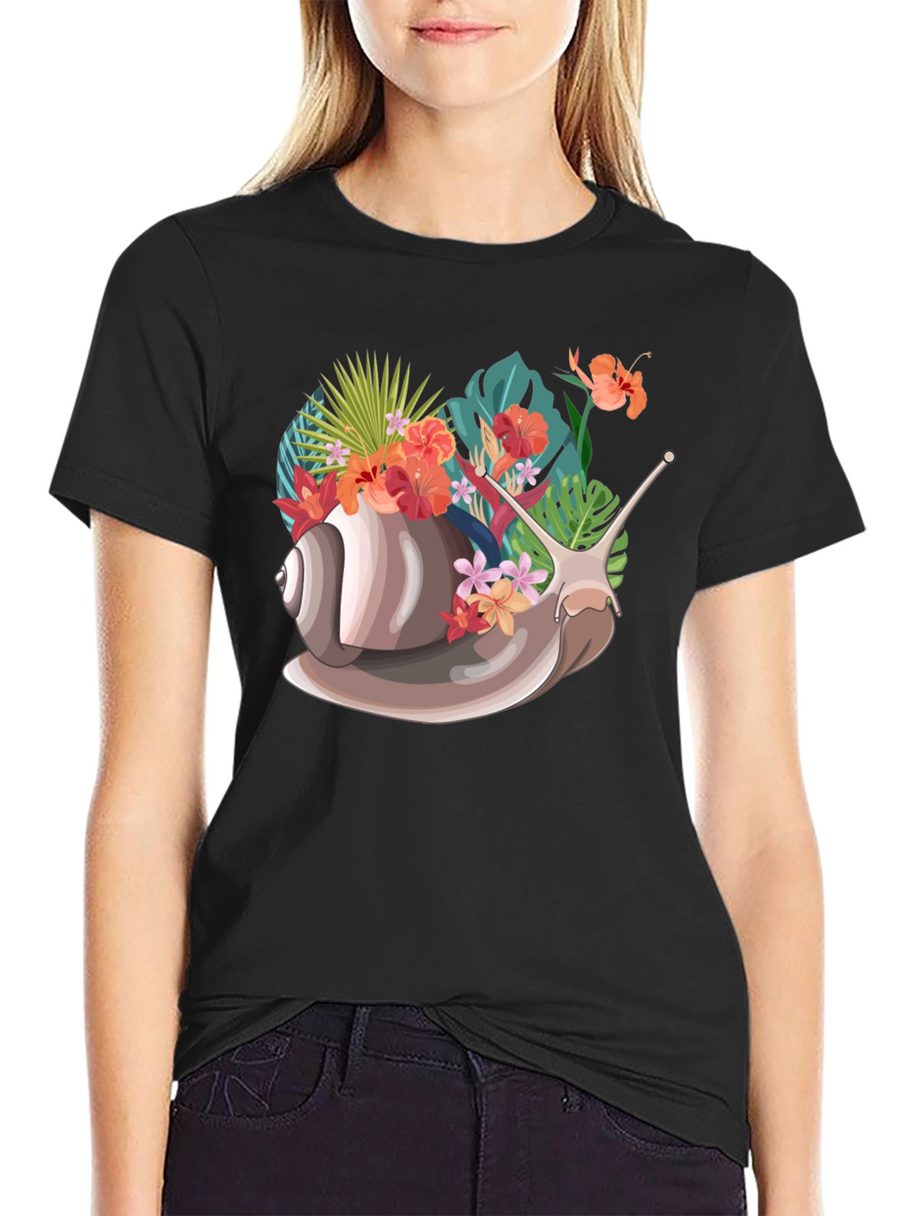 Snail Floral Graphic Tee - Unique Nature Design