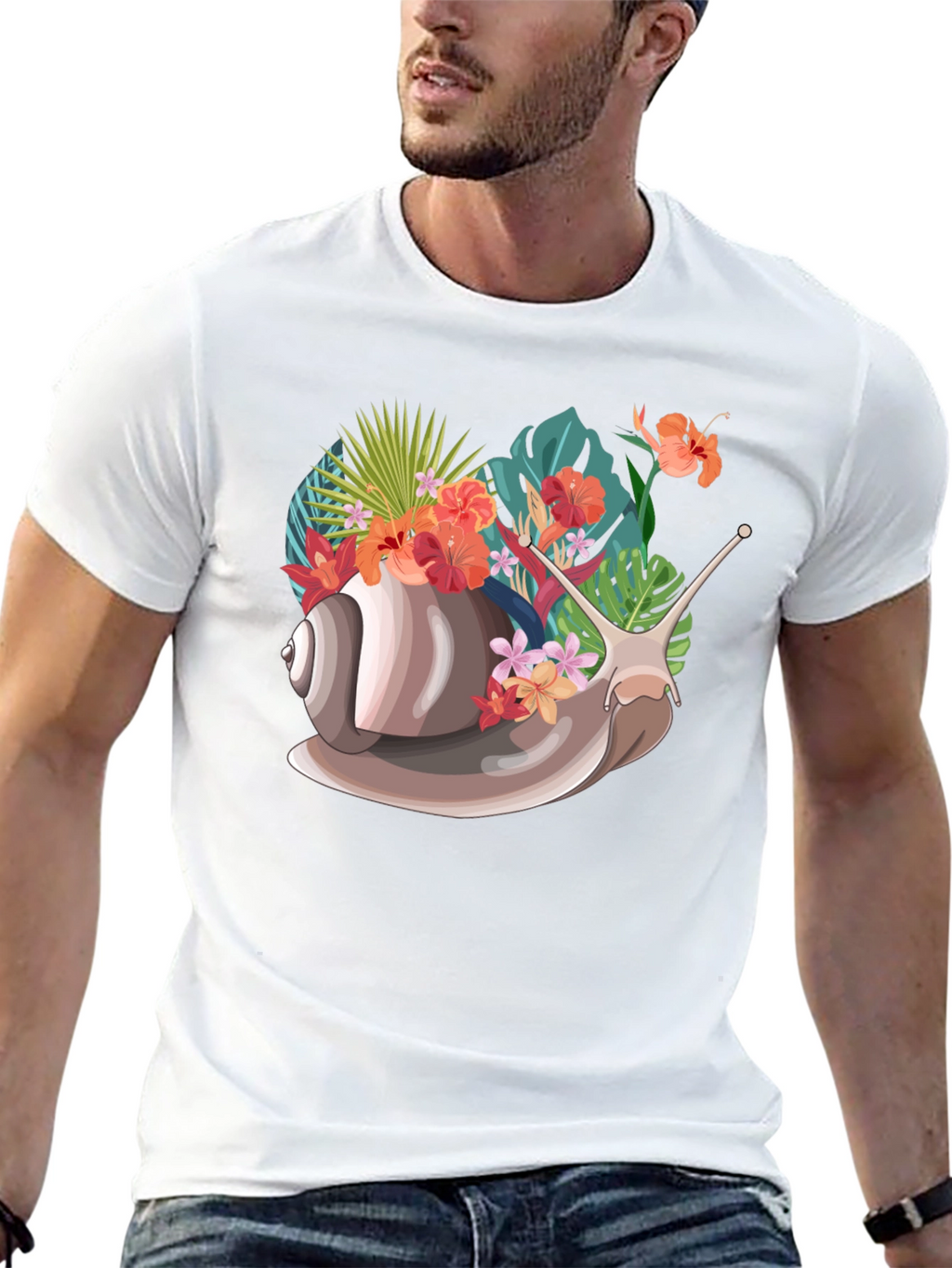 Snail Floral Graphic Tee - Unique Nature Design