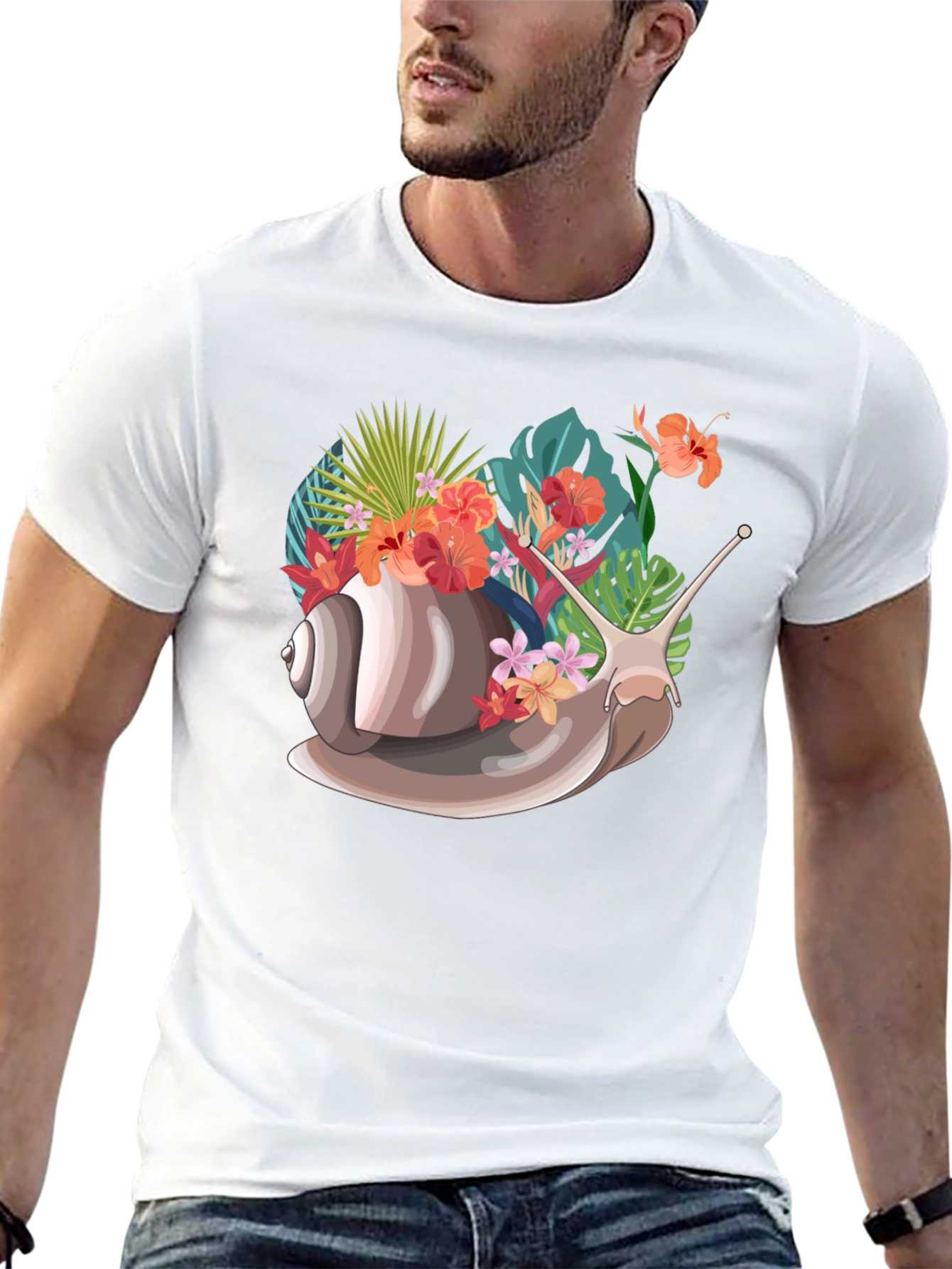 Snail Floral Graphic Tee - Unique Nature Design
