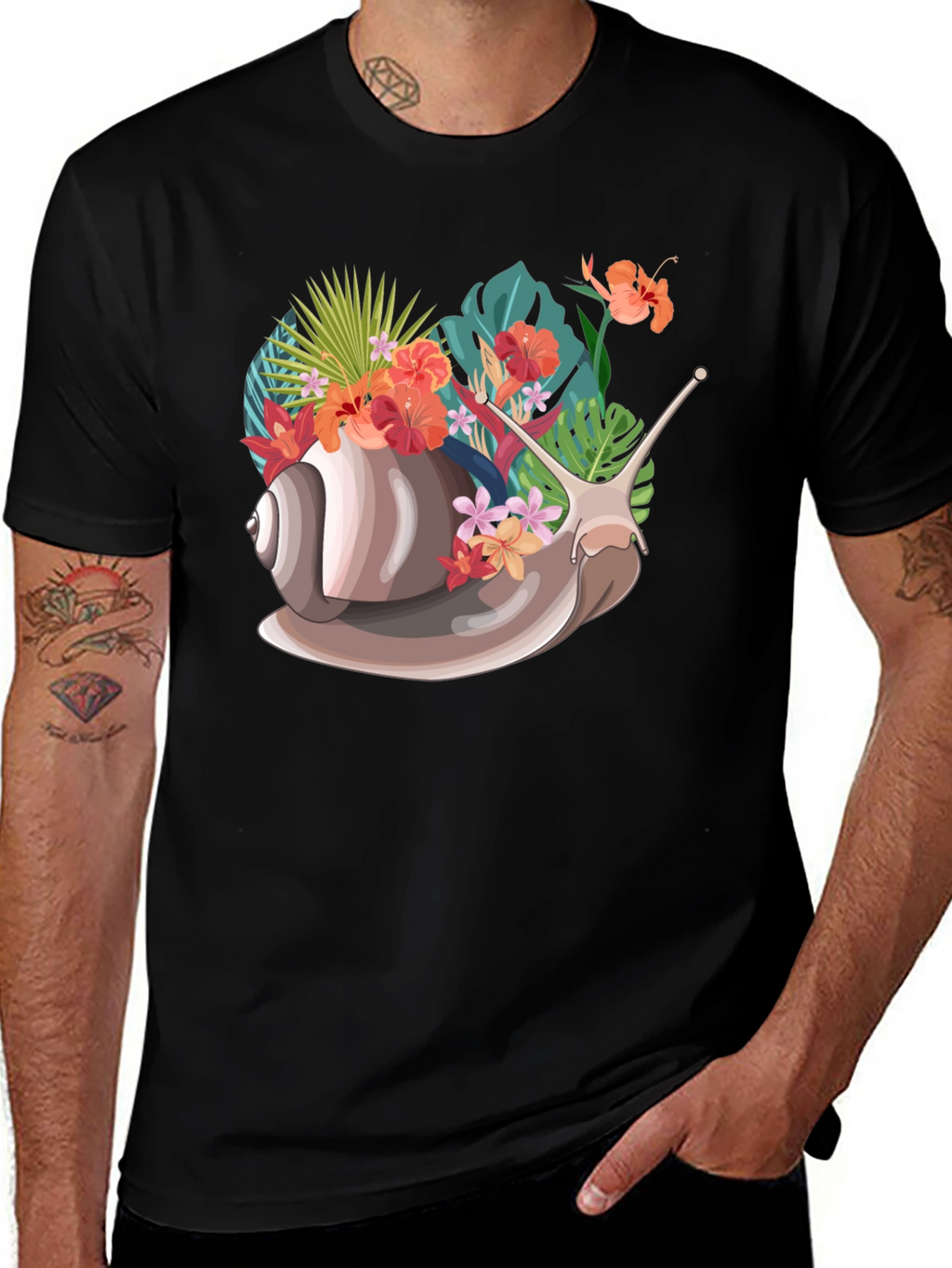 Snail Floral Graphic Tee - Unique Nature Design