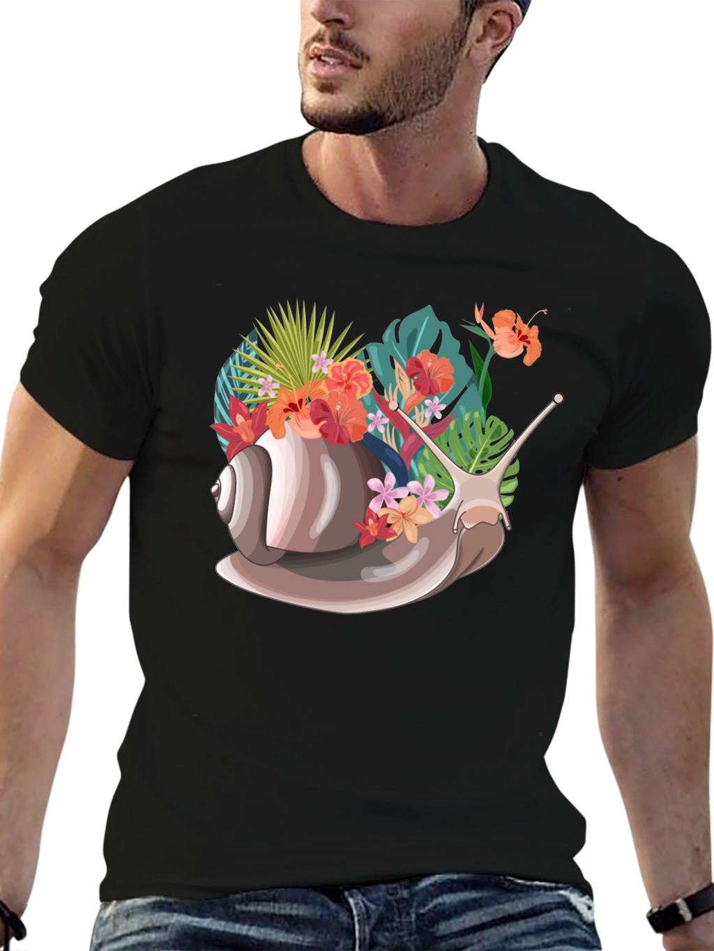 Snail Floral Graphic Tee - Unique Nature Design