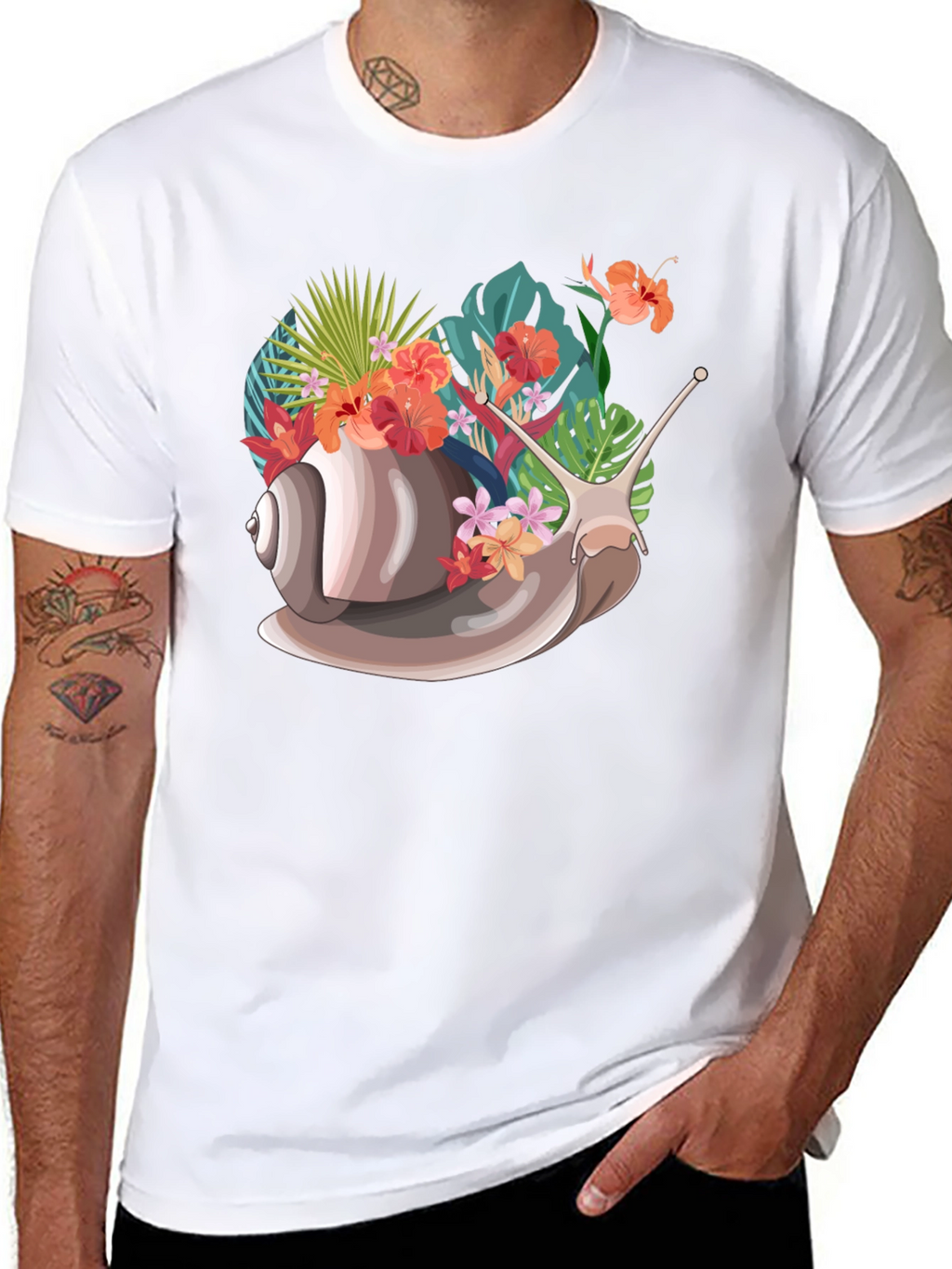 Snail Floral Graphic Tee - Unique Nature Design