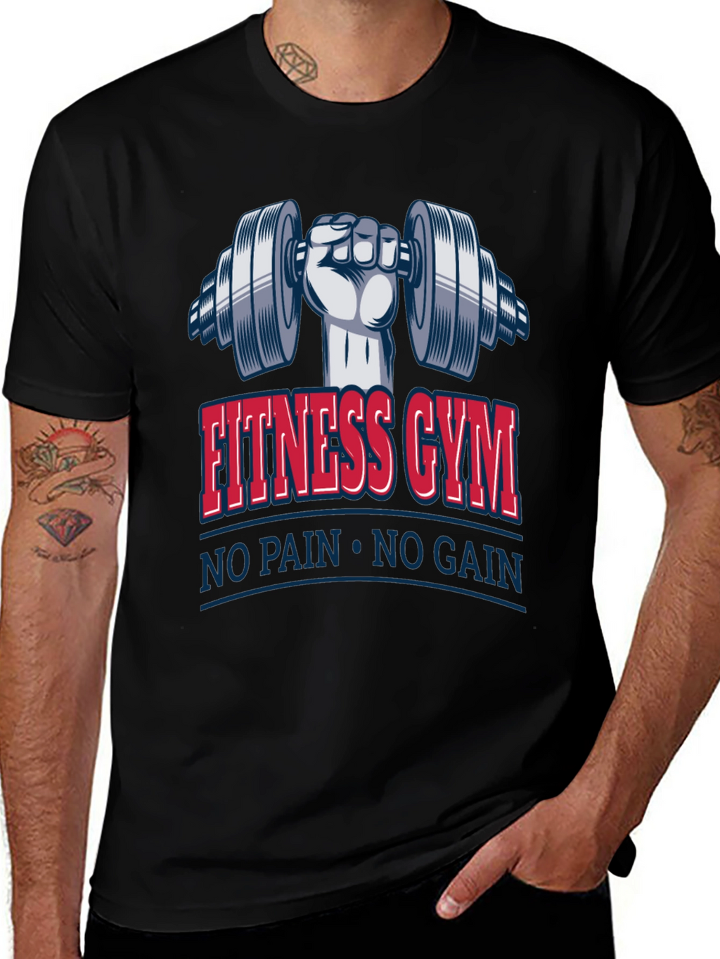 Fitness Gym No Pain No Gain Black T-Shirt